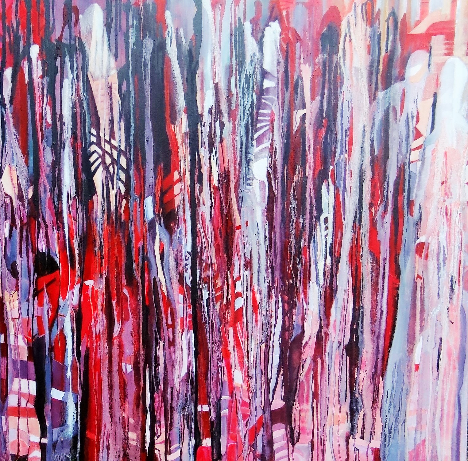    Improvisation 5 .  2018. Oil and enamel on canvas. 150 x 150 cm. 