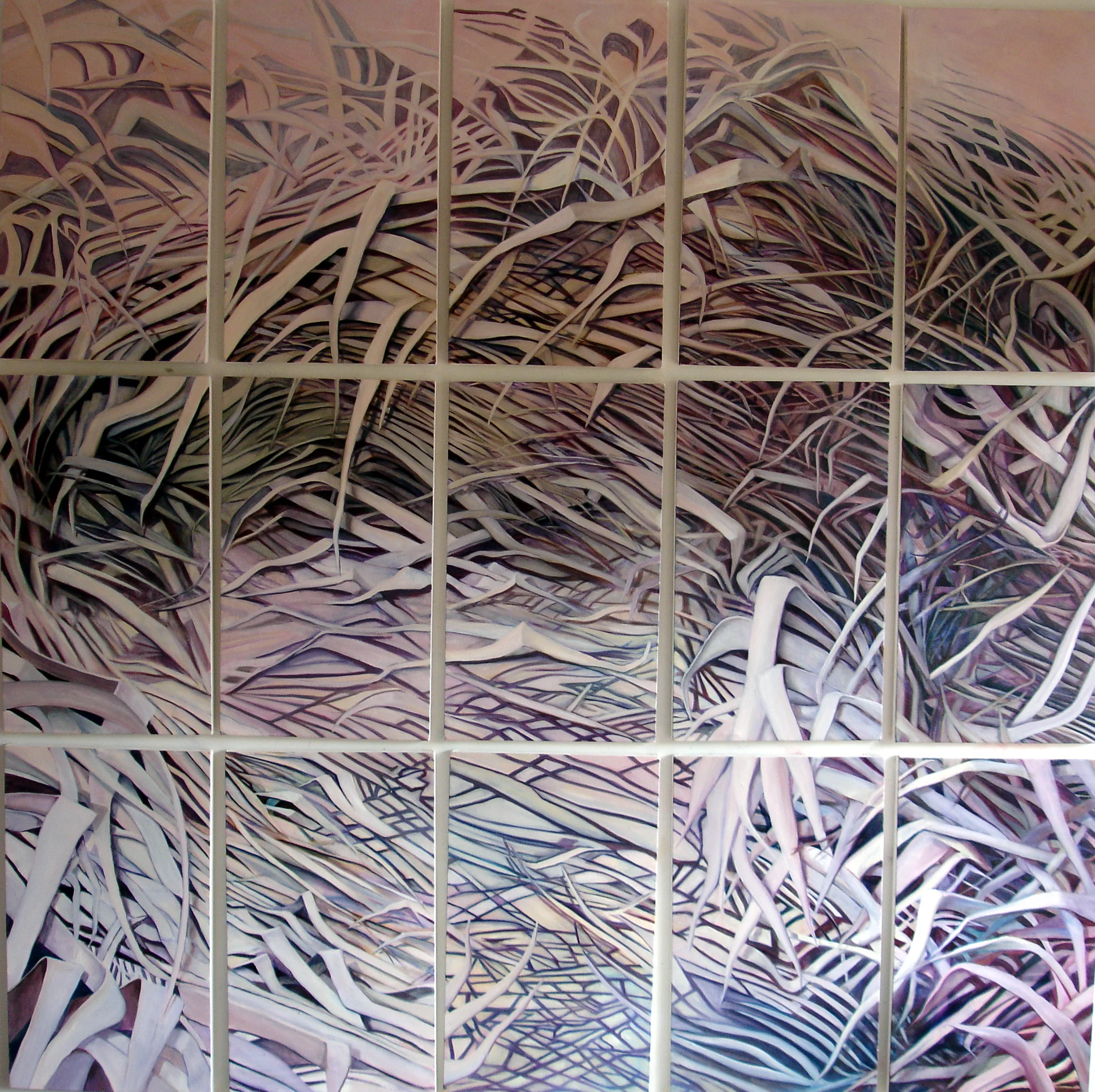  Oil on canvas. 15 panels 35 x 65cm each. 185 x 200cm overall. 2008. 