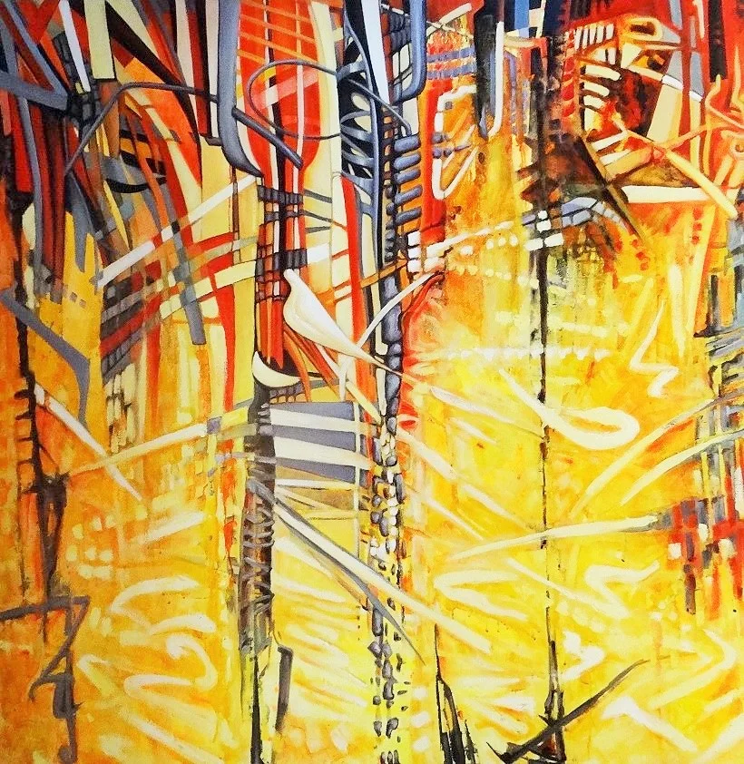  Oil and fluorescent paint on canvas. 150 x 150cm. 2008. 