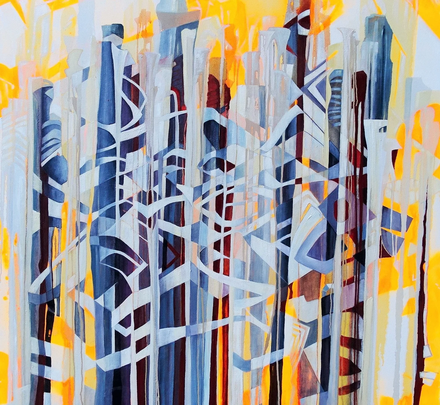    Improvisation 8 .  2019. Oil and fluorescent paint on canvas. 150 x 150 cm. 