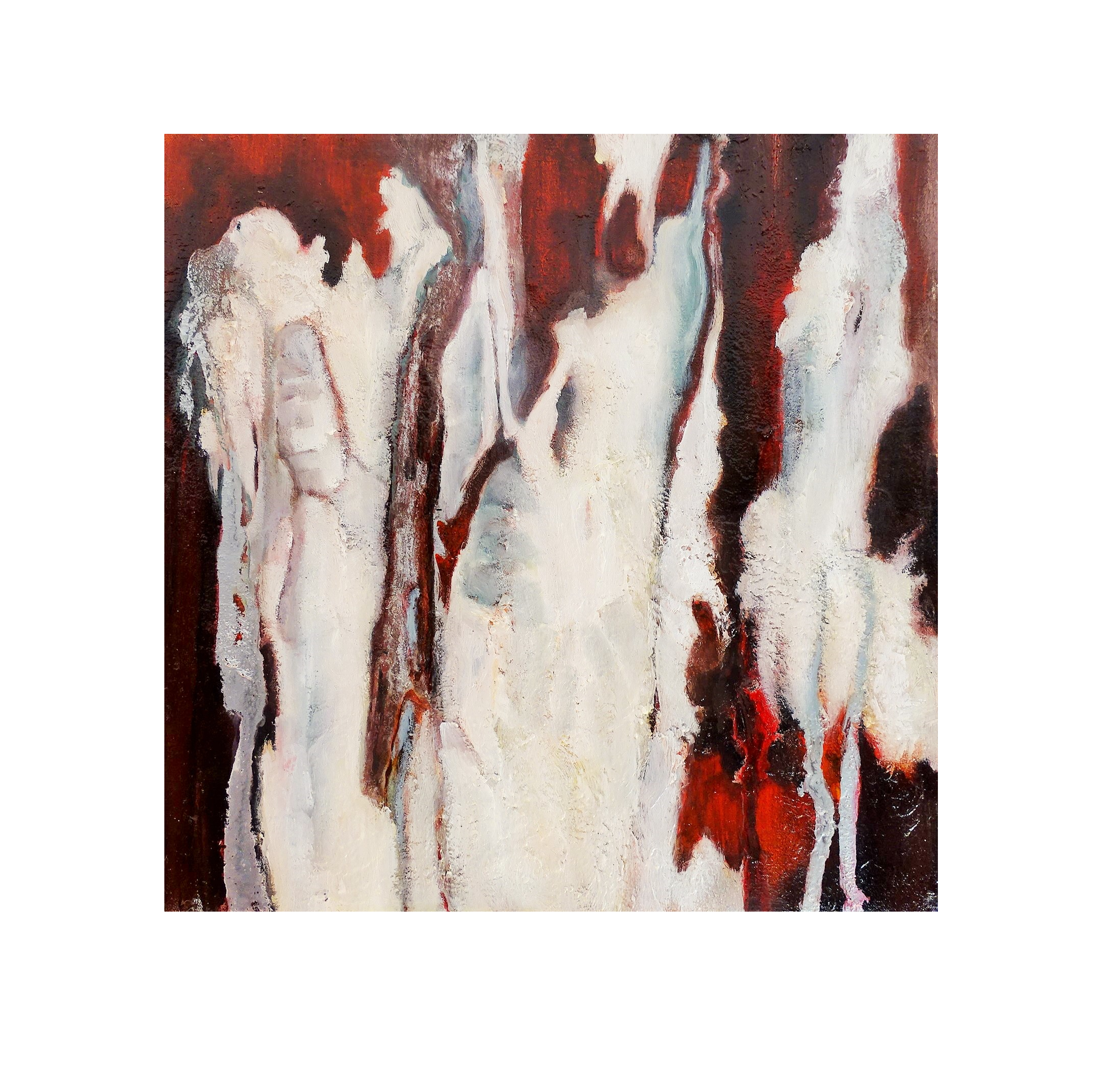    Composition 1  . 2018. Oil, enamel and fluorescent paint on canvas. 40 x 40 cm. 