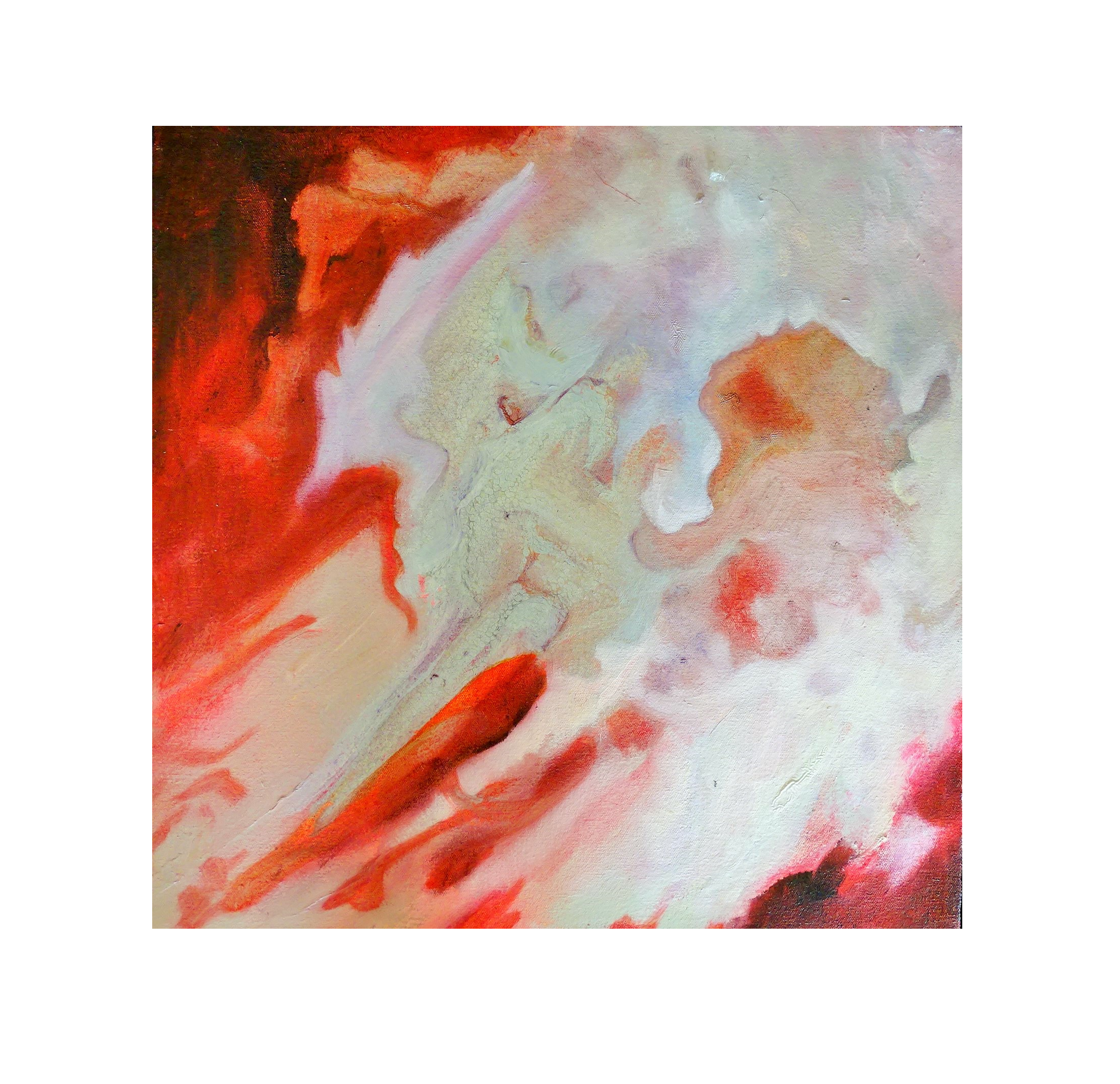    Composition 2  . 2018. Oil, enamel and fluorescent paint on canvas. 40 x 40 cm. 