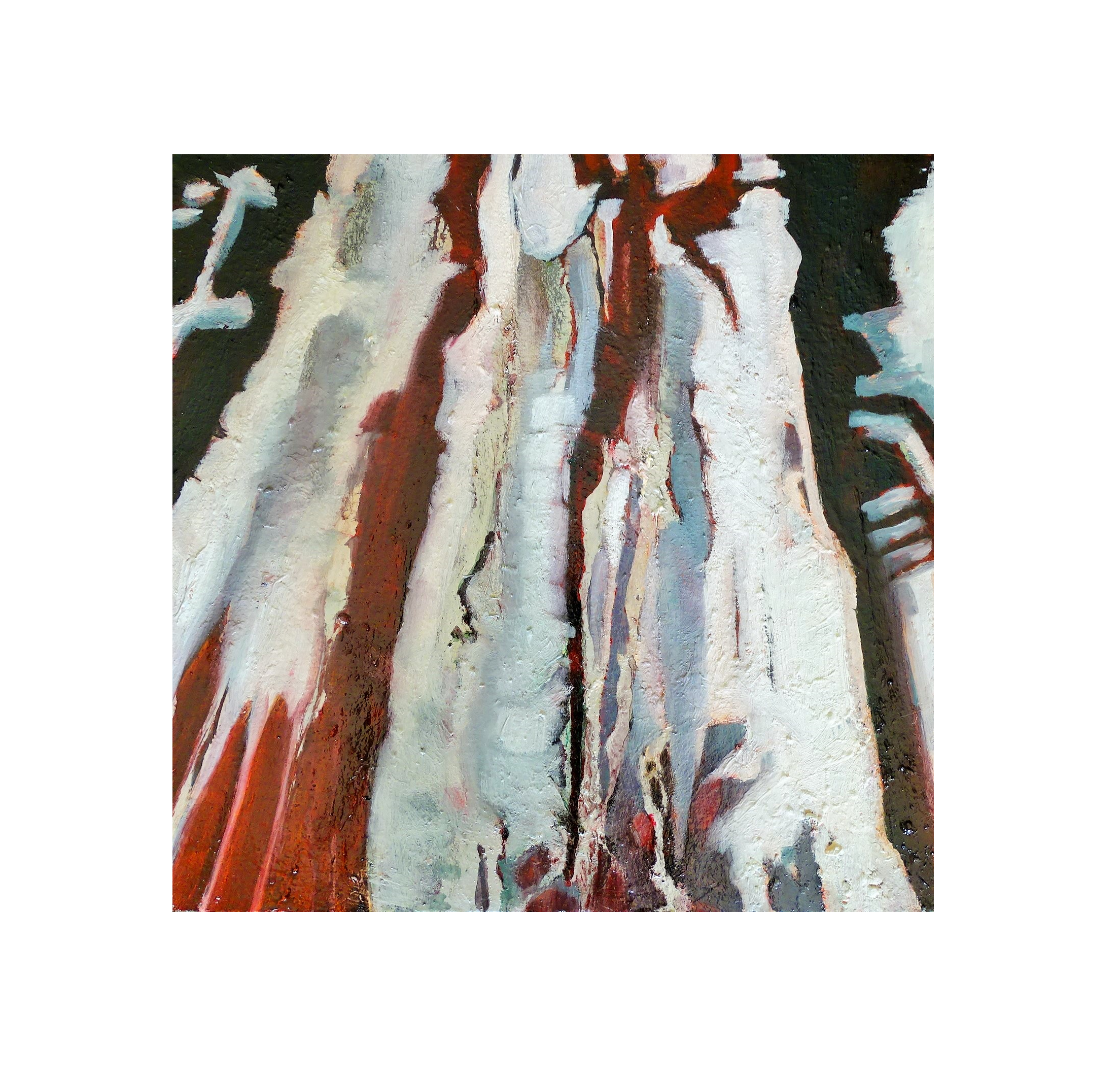    Composition 3  . 2018. Oil, enamel and fluorescent paint on canvas. 40 x 40 cm. 