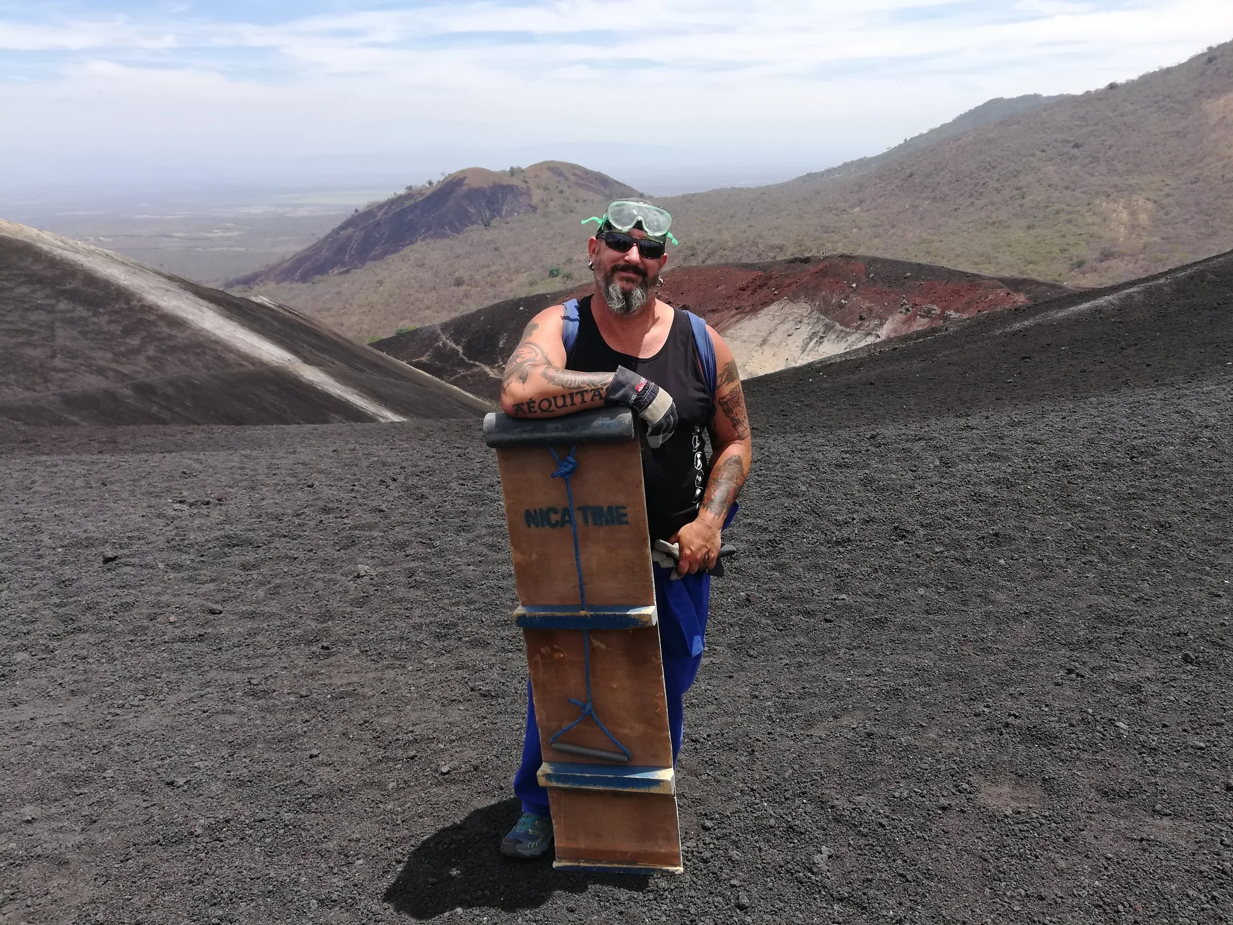Volcano boarding in Nicaragua.