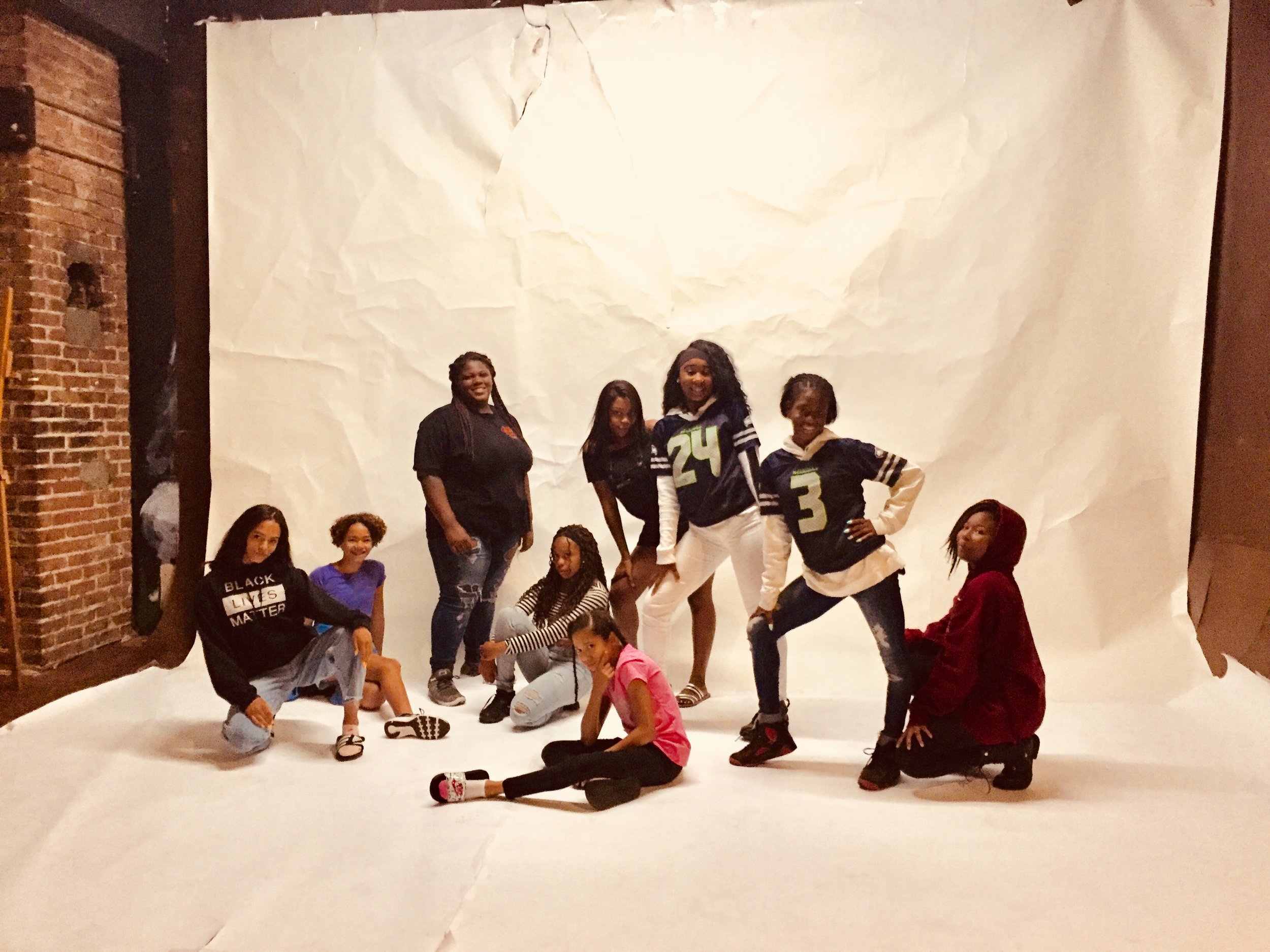 The 2018 #BlvckGrrlsRising cohort posing at the studio