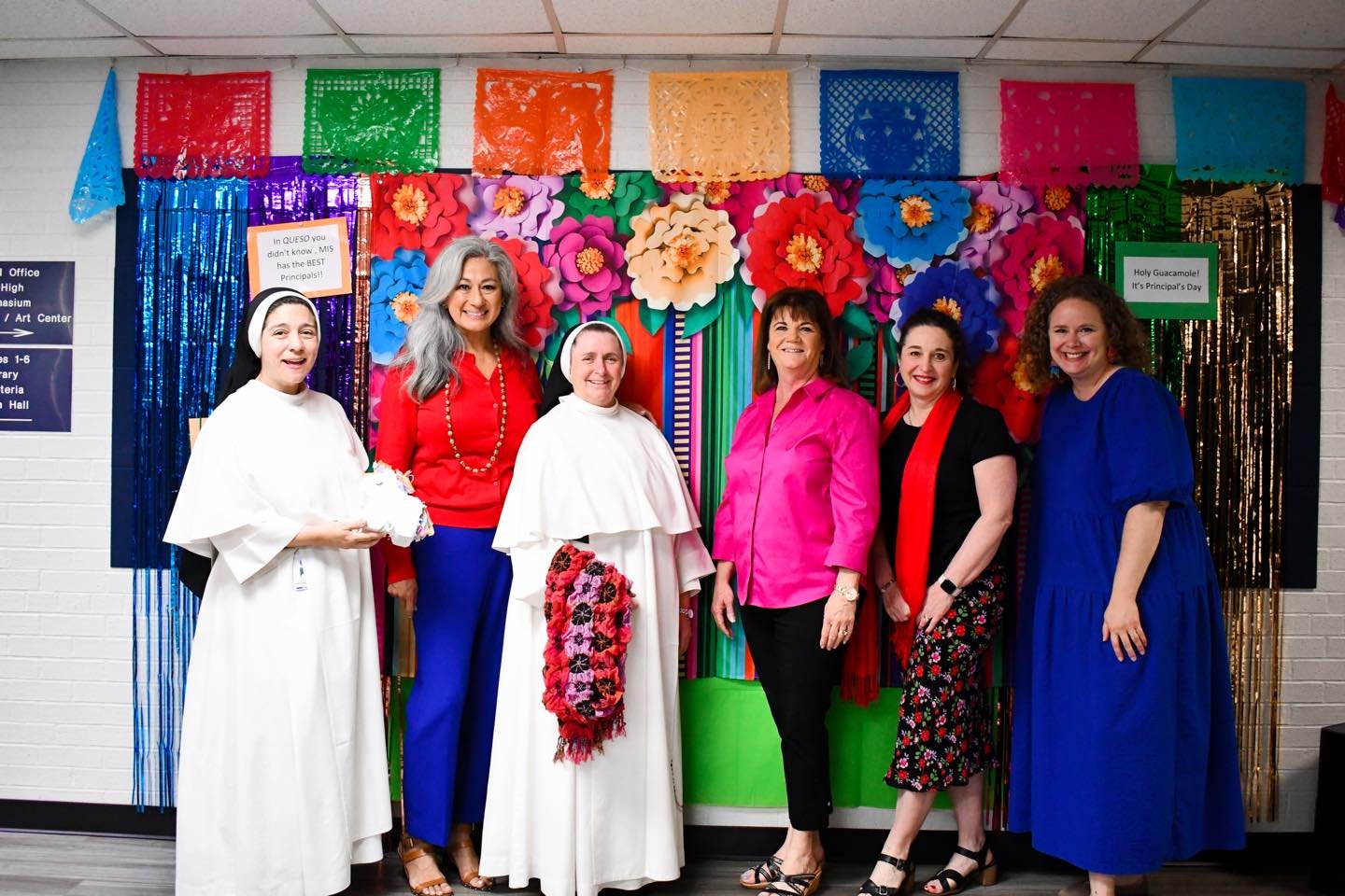 What a Fiesta! 
🌮🎉 Today, we turned up the heat with a belated Principals Day celebration like no other! We showered Sister Mary Anne and Mrs. Coffin with love and appreciation for all they do. From a delicious taco bar to sweet treats and a pictur