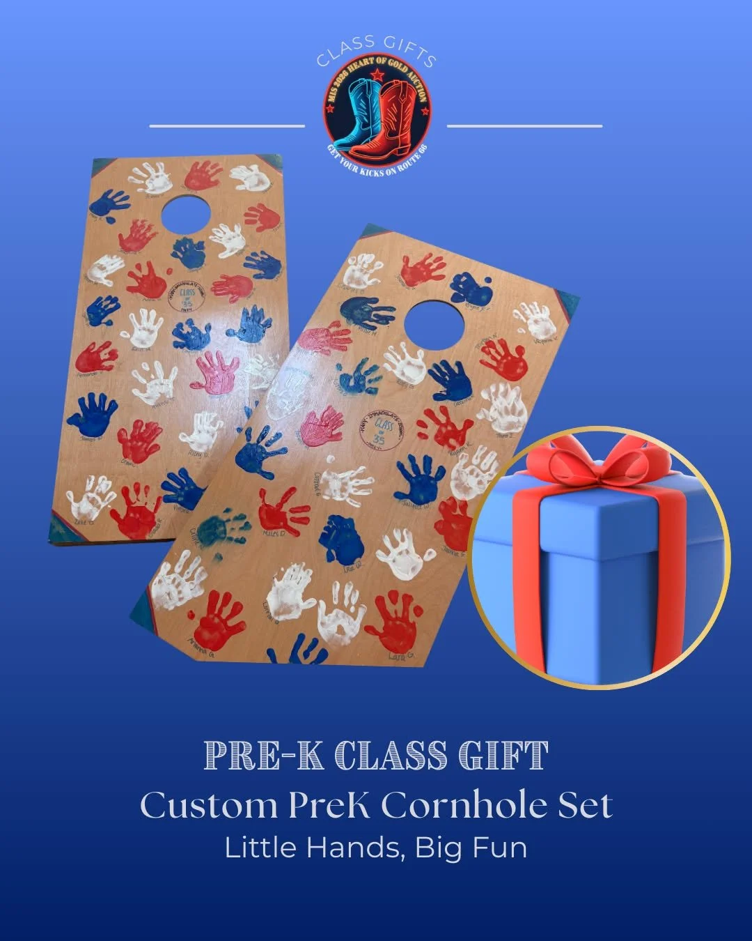 Tiny hands, BIG heart! 🖐️🎨
Our PreK Mustangs created a one-of-a-kind cornhole game featuring handprints from every student&mdash;turning playtime into a forever keepsake full of joy and personality.

A huge THANK YOU to Courtney McLaughlin @this.la