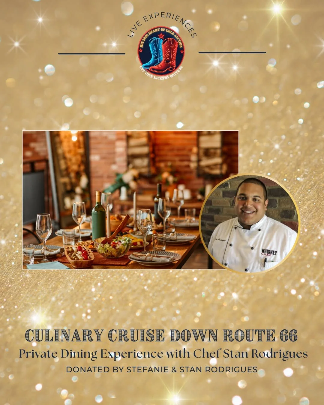 ⭐️ LIVE AUCTION ITEM PREVIEW 
🍽️ Private In-Home Dining with Chef Stan Rodrigues

Hit the culinary trail for a night of elevated dining. Chef Stan Rodrigues curates a custom multi-course menu just for you, with each course paired to perfection. Host