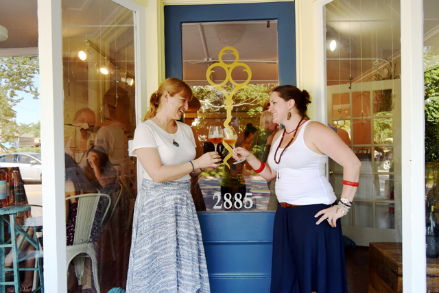 Alie Shaper and Robin Epperson-McCarthy outside their new tasting room, Peconic Cellar Door, in Peconic. (Credit: Vera Chinese)