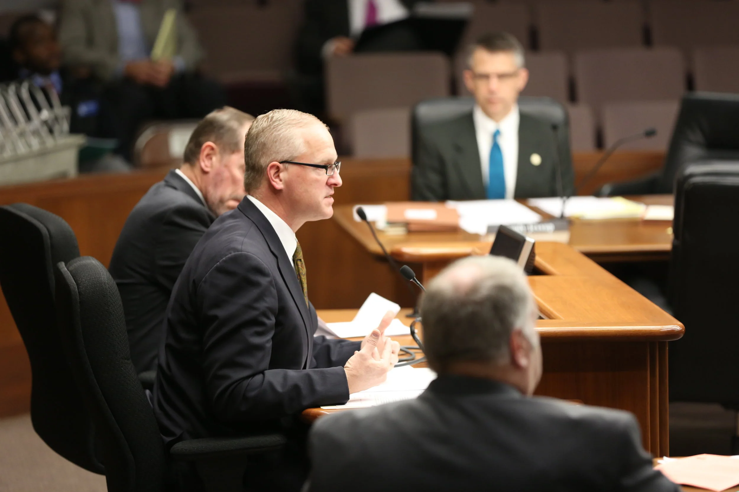 Rep. Jim Nash (R-Waconia) introduces legislation reforming the interim ordinance process at a January legislative hearing.