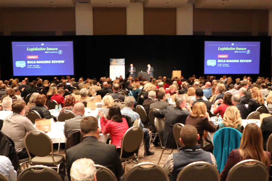 Attendees gather to learn about housing-related legislation before meetings at the Minnesota State Capitol