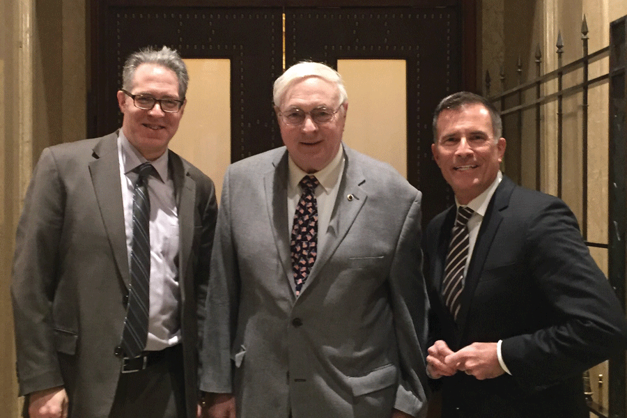David Siegel of Housing First Minnesota (left), Frank Kottschade (center), Attorney Gary Van Cleve of Larkin Hoffman (right) outside the Supreme Court chambers.