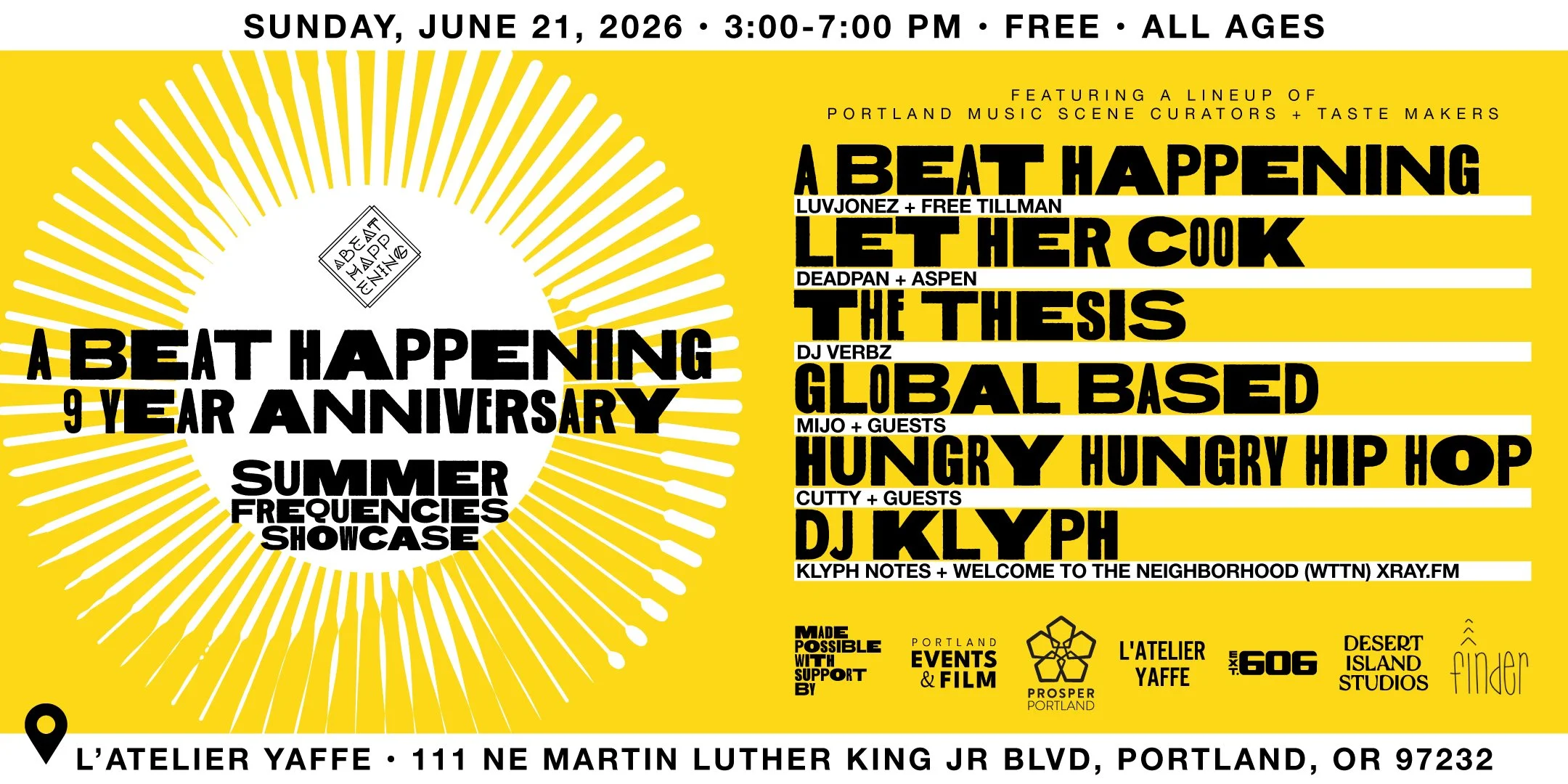 A Beat Happening 9 Year Anniversary: Summer Frequencies Showcase