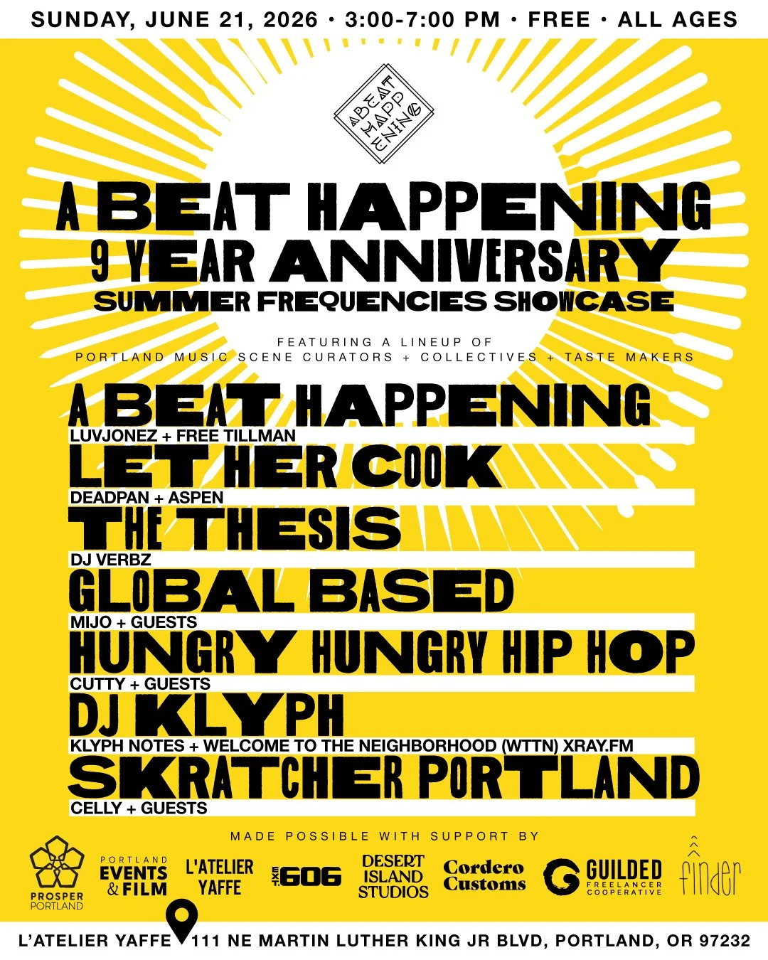 A Beat Happening 9 Year Anniversary: Summer Frequencies Showcase