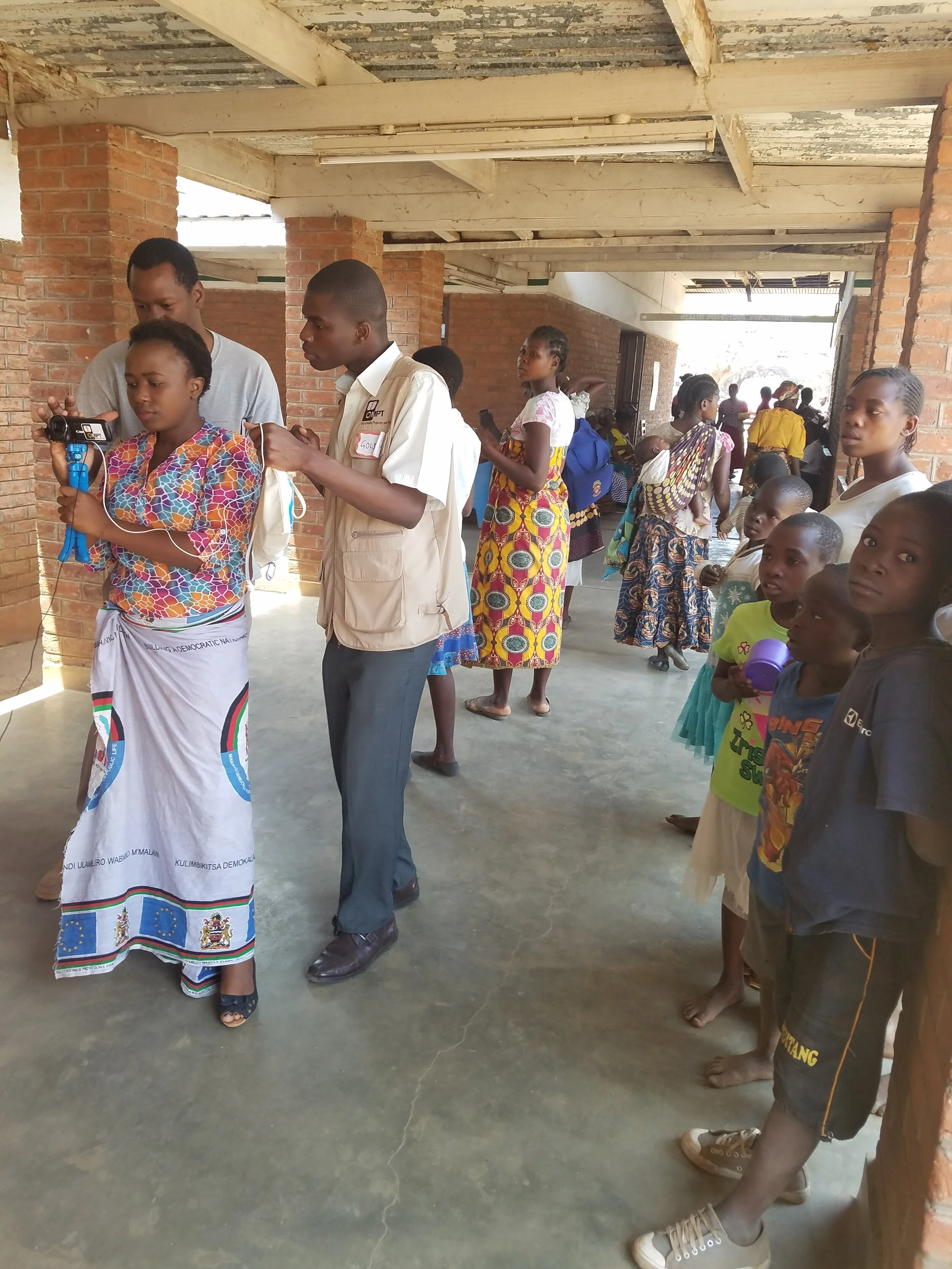 Filming in a local hospital in the Salima District