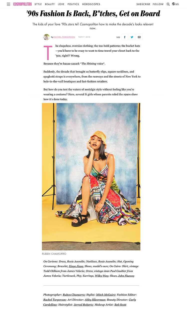 Date: 7, November, 2018 Credit: L’amour Universe Bracelet Country: United States Link: https://www.cosmopolitan.com/style-beauty/fashion/a22690310/90s-fashion-trends-outfits/