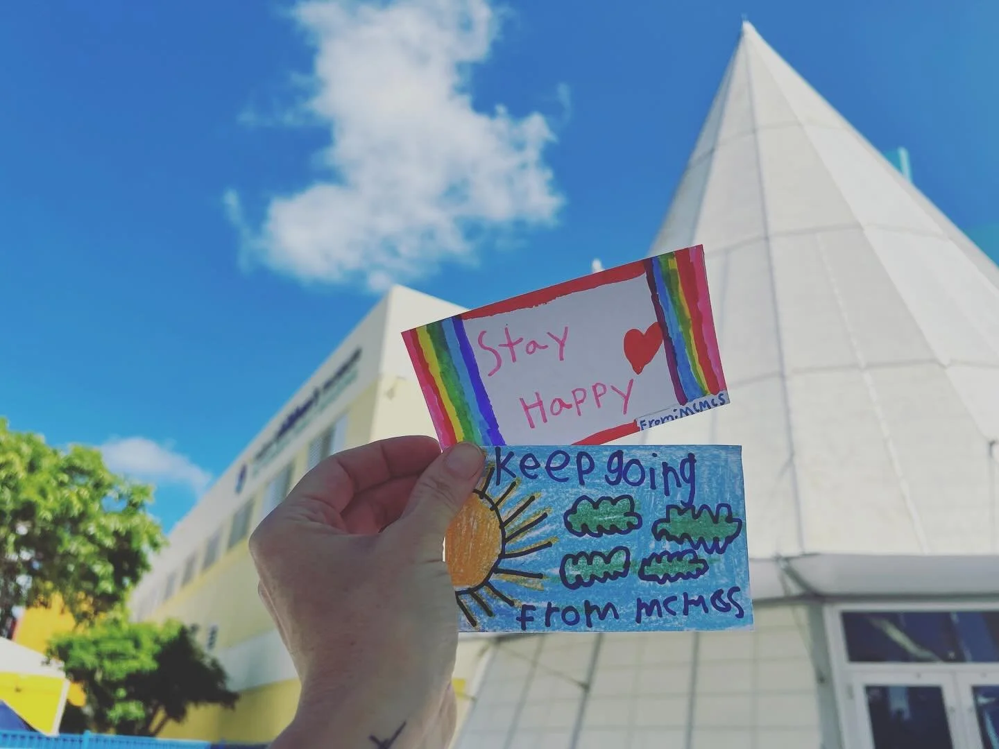 A huge thank you and shout out to @miamichildrensmuseumcharter for supporting our girl and celebrating today with Polaroids and popsicles as Z prepares to head to NYC for two months for her upcoming surgery. Her amazing art teacher worked on supporti