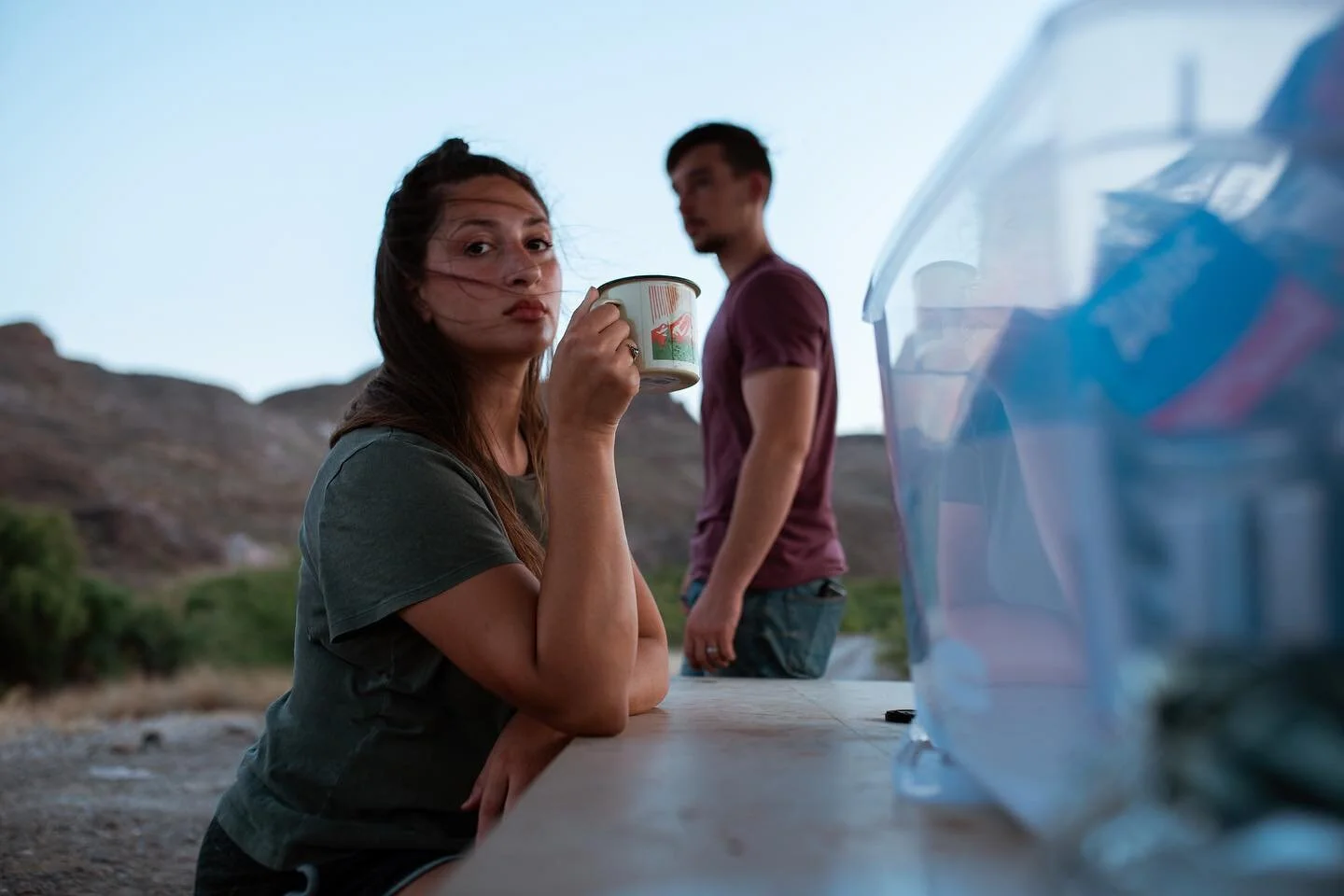 ⛺️ 🔥 🌵 
We pulled up to our campsite a little late that day&hellip; But the drive into the park was beautiful, laced with wild donkeys and boar.
&bull;
It was insanely hot though. Over 100&deg; but we got out of the car excited to see the river div