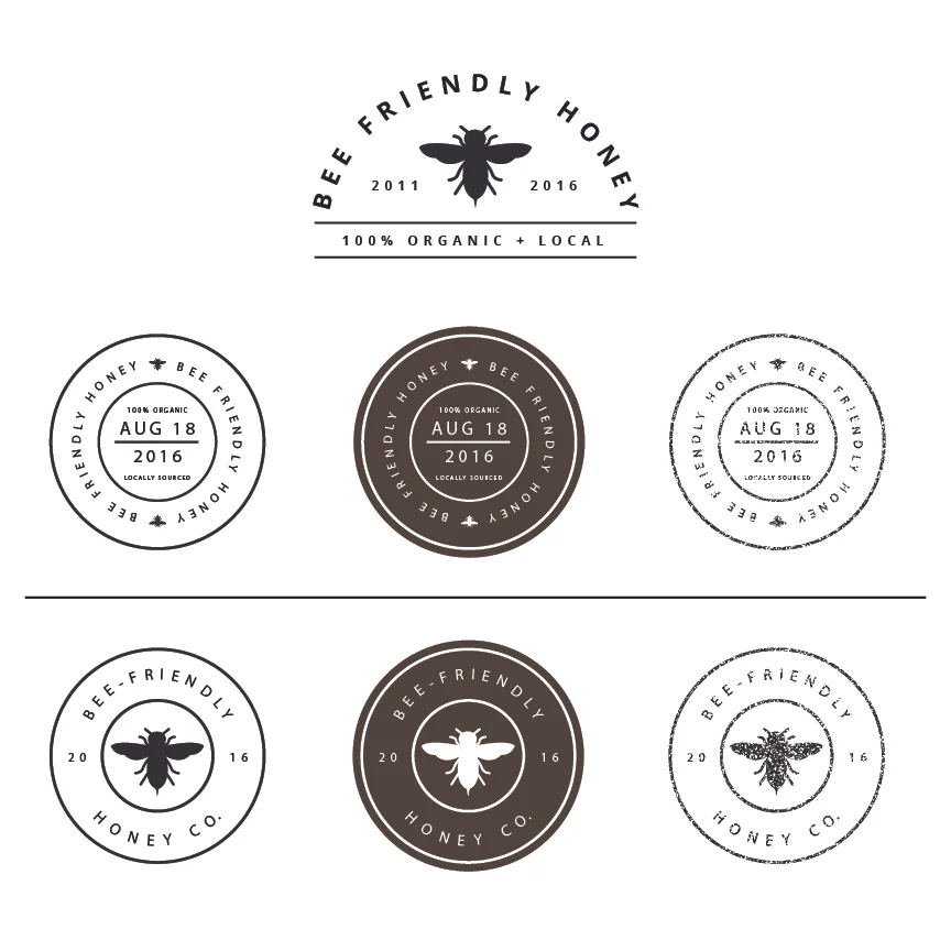 Bee Friendly Honey - Concept Stickers & Stamps