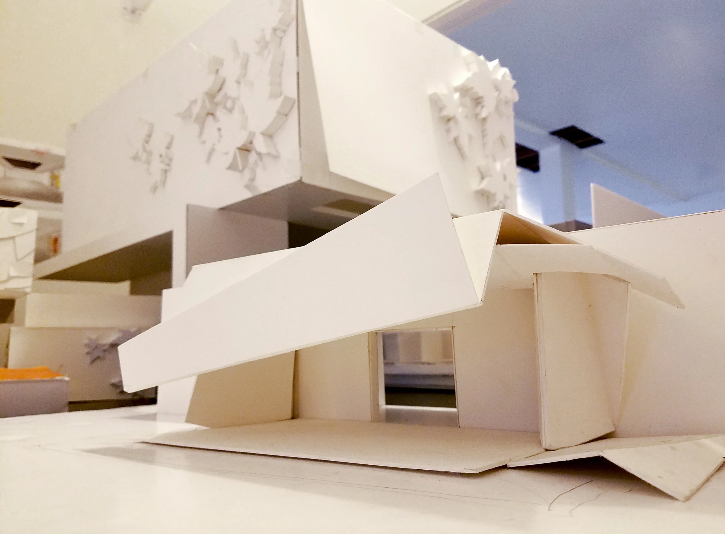 Jim’s thinking about how to assemble the component parts of Steve’s model for the street facing gallery in the new Museum of Redlands. 