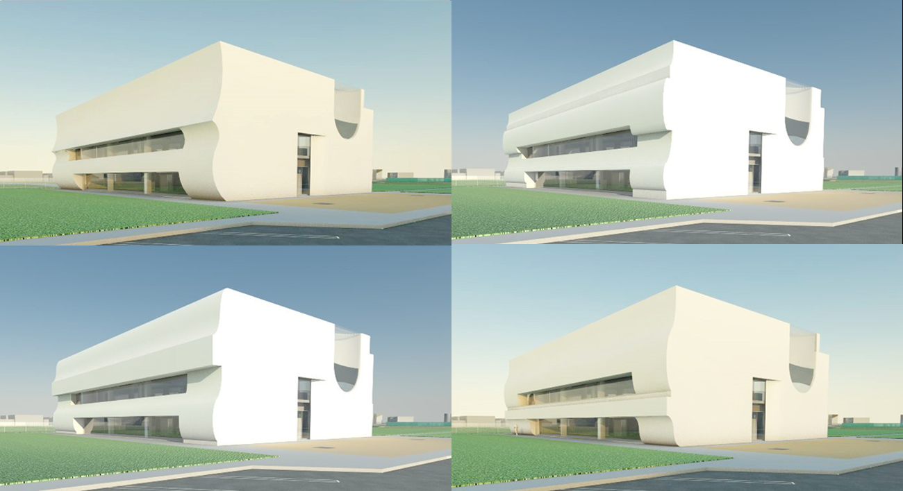 It took several tries to translate the rather primitive version of the Spanish baroque architecture of the missions, somehow both stout and buoyant, into believable contemporary architecture. 