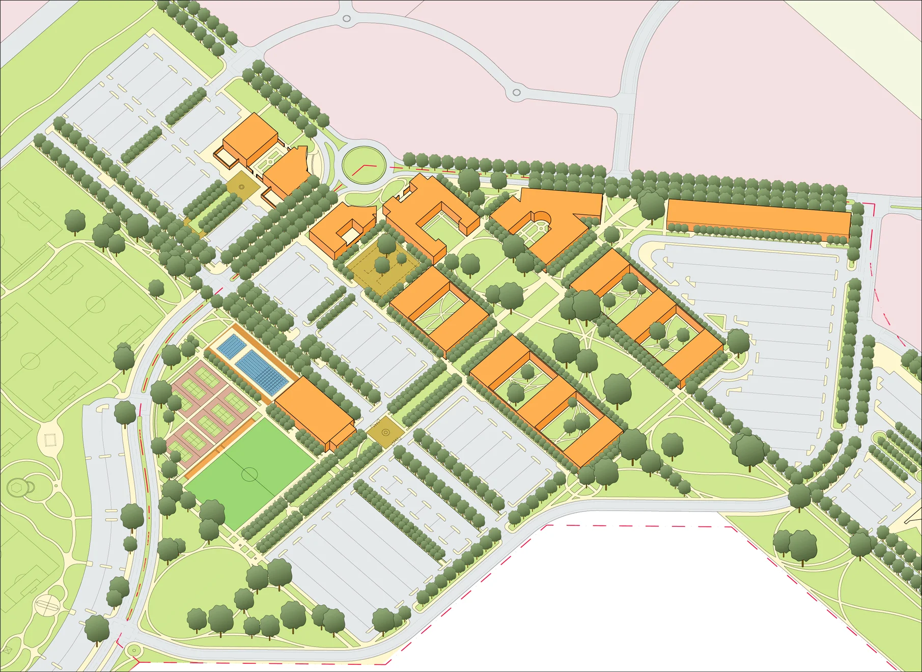 Chino campus 30 year master plan axonometric
