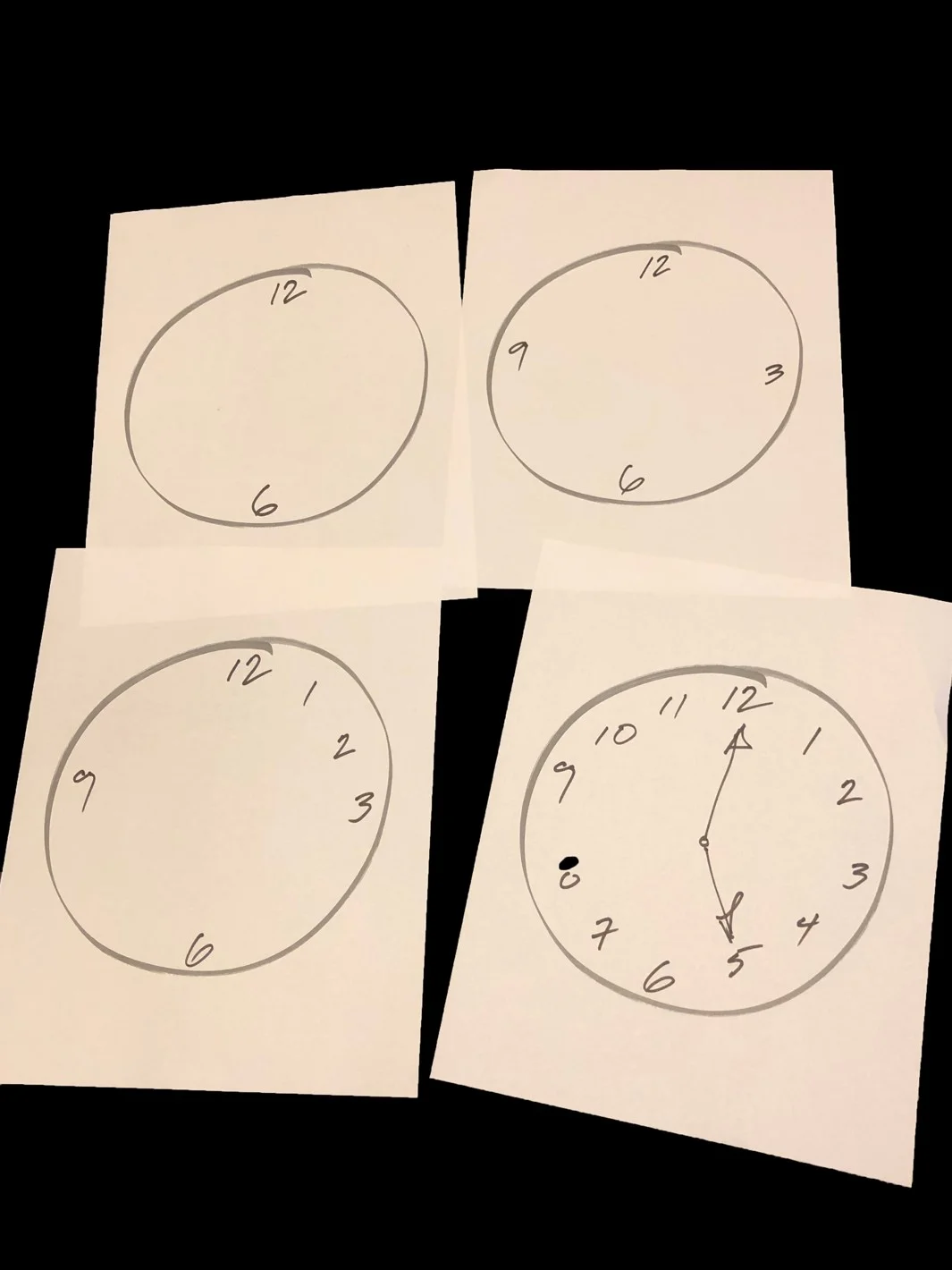 THE EASY WAY TO DRAW A CLOCK. First divide in half, then each half in half again then each quarter into thirds.