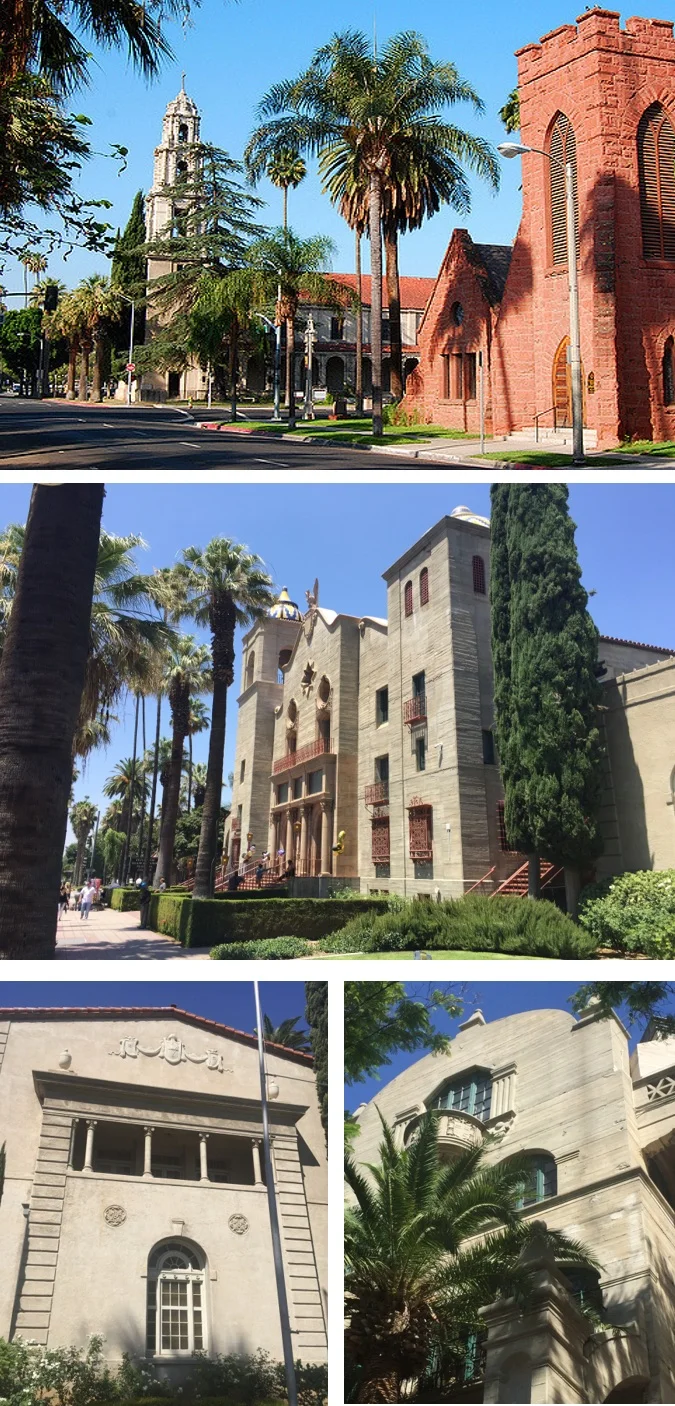 FORMIDABLE Pre-war buildings along Mission Inn Avenue in the historic core of Riverside, CA are mostly rough-hewn stone and board-formed concrete. They reflect the rugged fortitude of the pioneers who founded it.