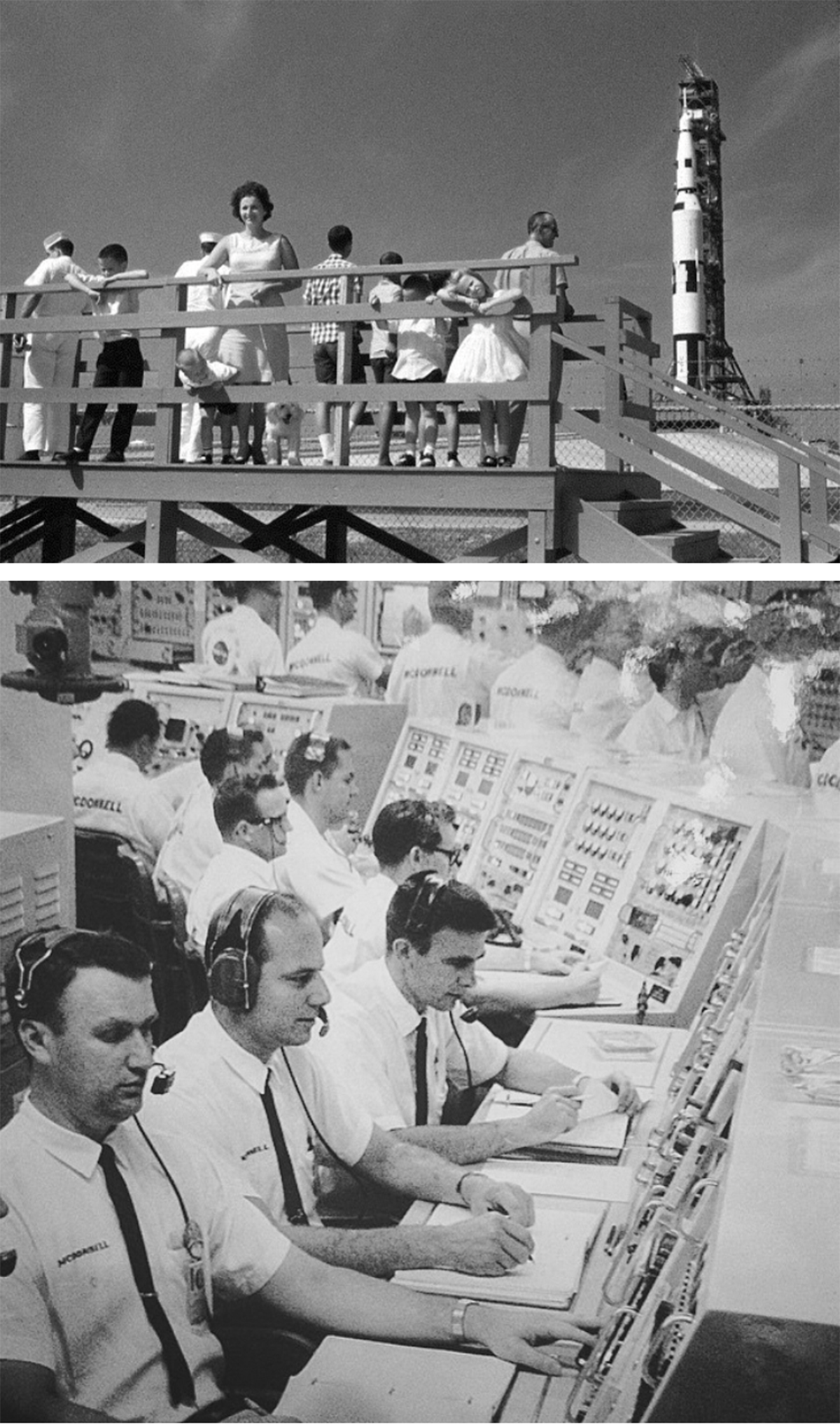 INVESTMENT IN PEOPLE Steve Johnson’s father, a mechanical engineer, worked at NASA in the 1960S on the Saturn program — the precursor to the Apollo program. Above: Steve (second from left) and family at Cape Canaveral Florida; Below: Steve’s father in the control room (third from left).
