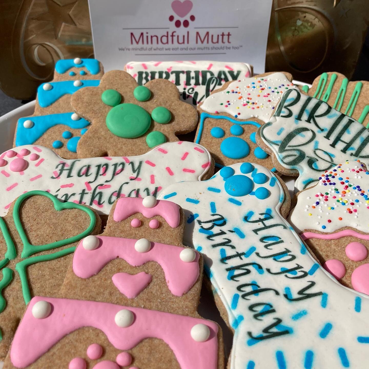 We&rsquo;re so happy to offer these pawsitively awesome cookies from Salt Lake&rsquo;s own @mindful.mutt. Natural goodness for any occasion made by hand with love! #ShopLocalSLC.❤️🧁🎂☘️ #healthypets #sugarhouseutah #supportlocal #naturalpetproducts 