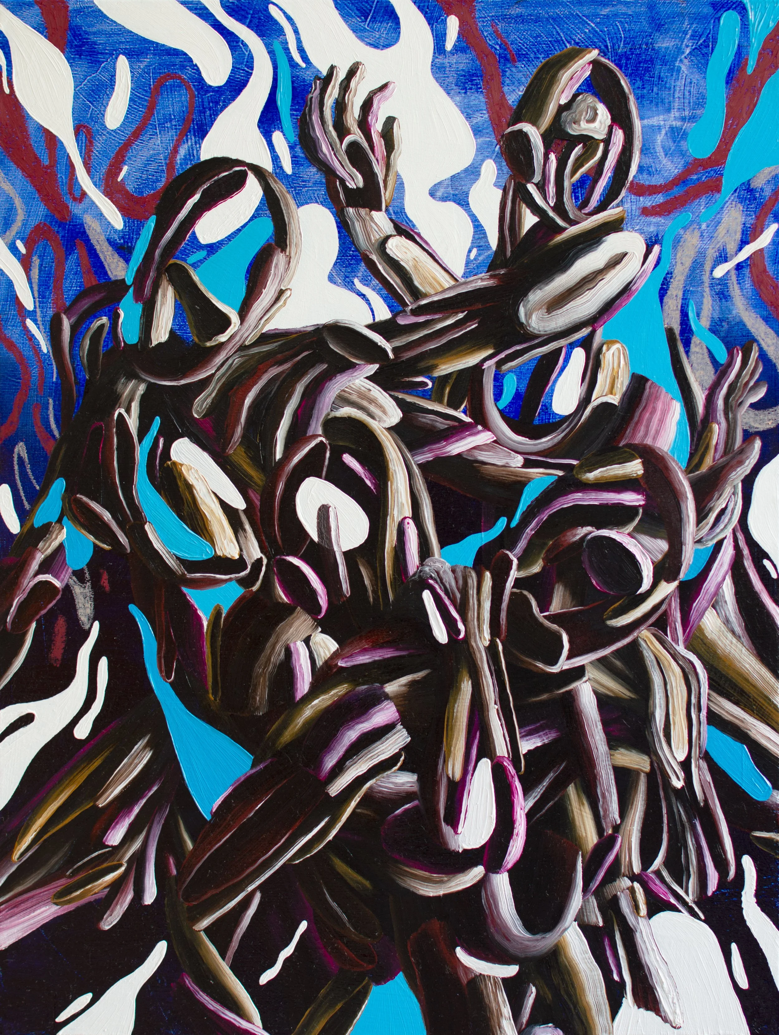Gestalten – II 2025 oil, oil pastel and pigmented resin on canvas 60 × 80 cm