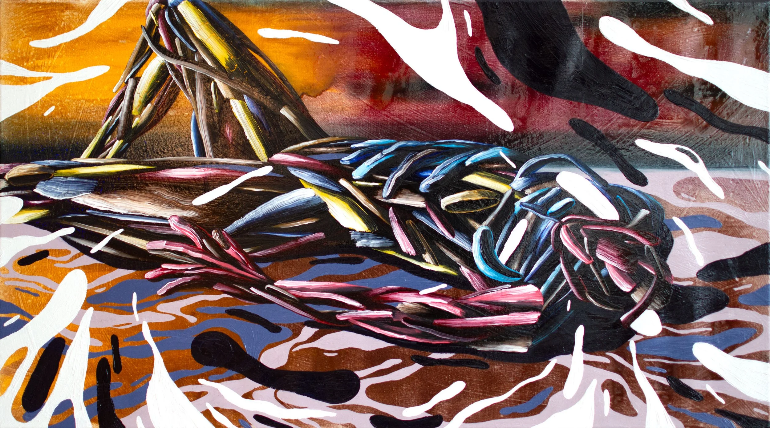  Am Ende vom Lied  2025 oil and pigmented resin on canvas 90 × 50 cm 