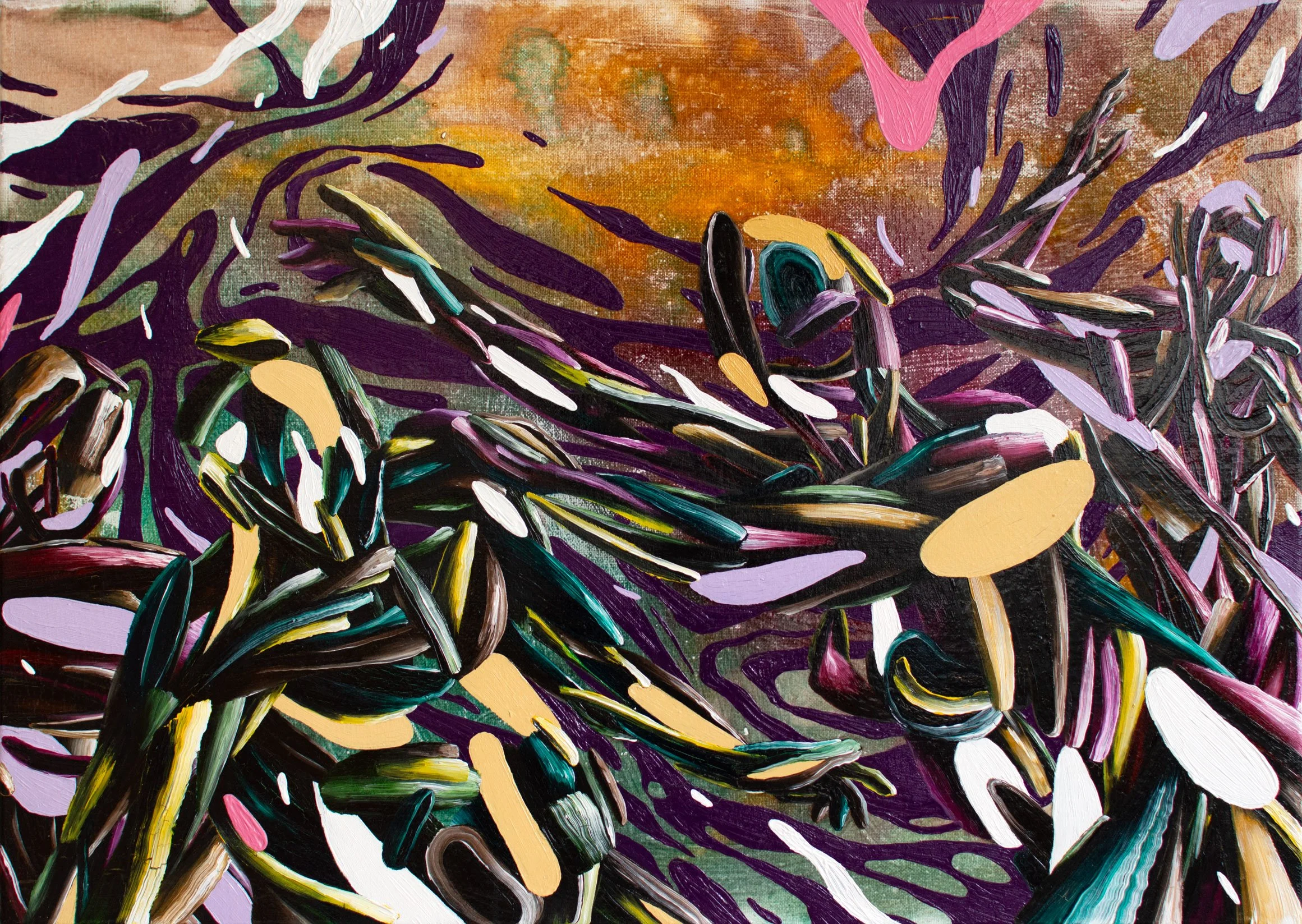  Ankunft des Fremden  2025 oil and pigmented resin on canvas 70 × 50 cm 