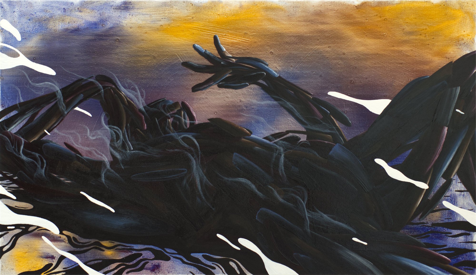  Wenn es brennt  2026 oil and pigmented resin on canvas 120 × 70 cm 