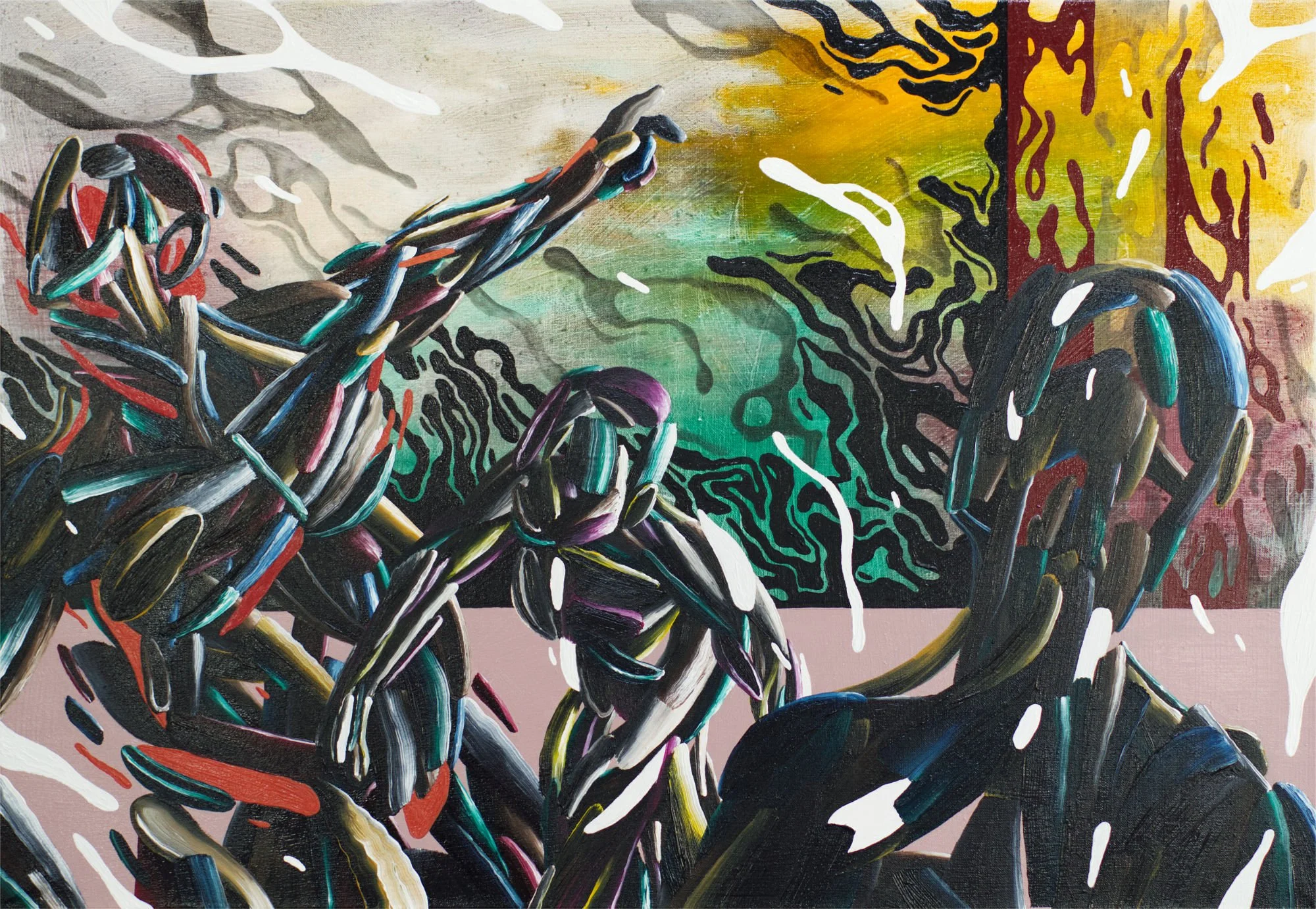  Eindämmung der Güte  2026 oil and pigmented resin on canvas 70 × 100 cm 