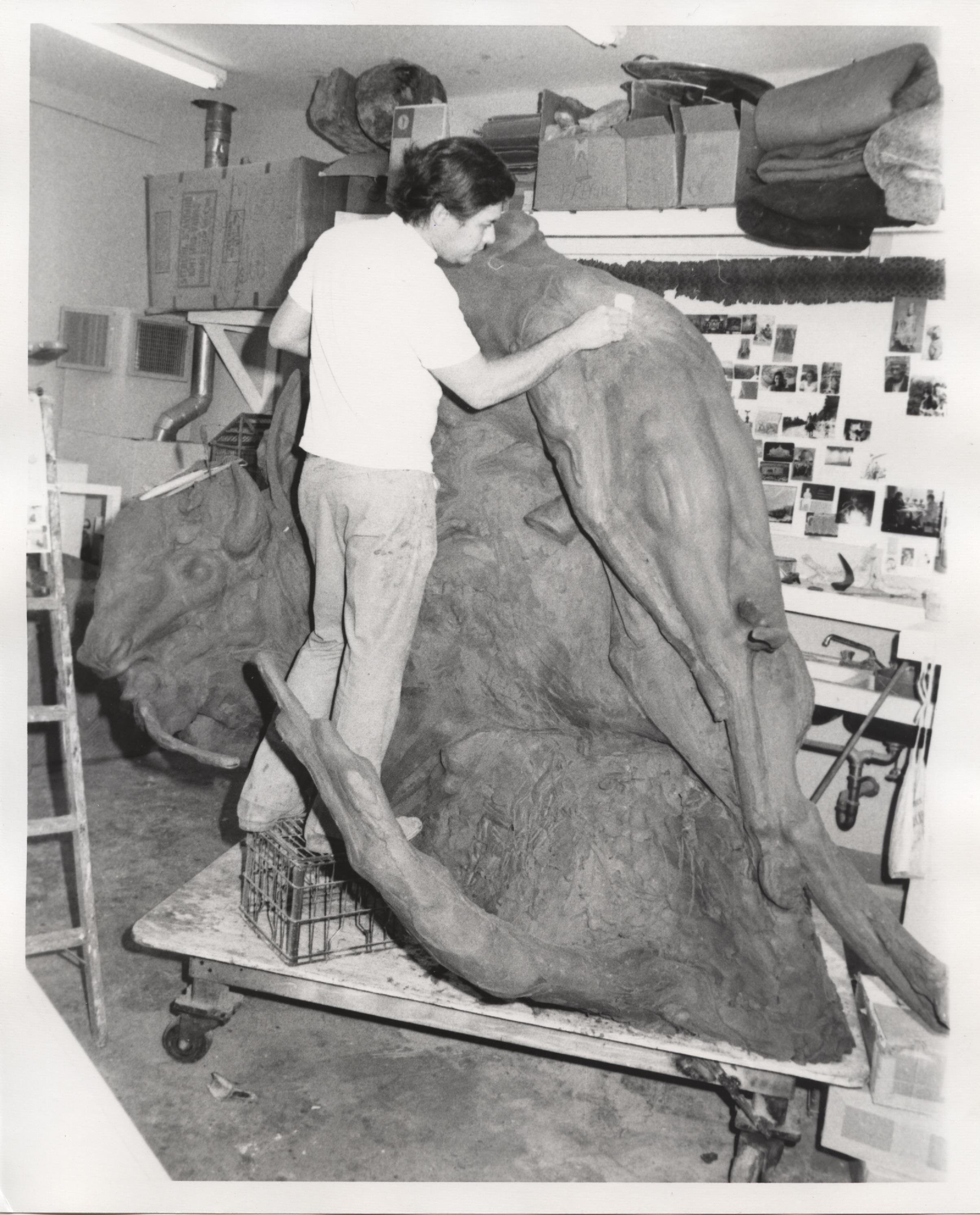 Luis Jimenez in his studio at Berrendo Rd