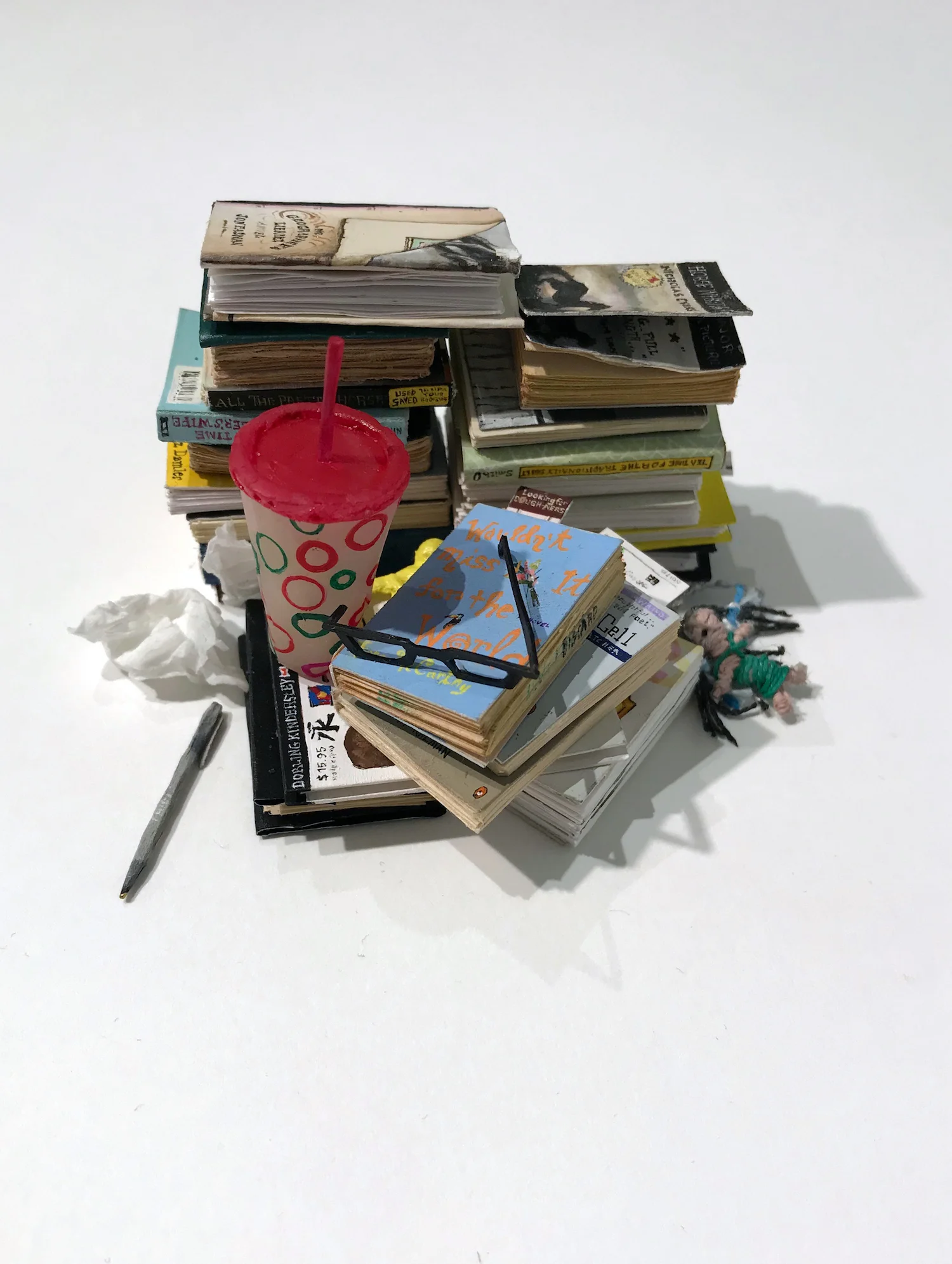 AMoCA Collection Bedside Table (Nancy) , 2017, gouache, paper, balsa wood, clay, tissue, thread, 3.2”x2.8”x1.75”, 2017