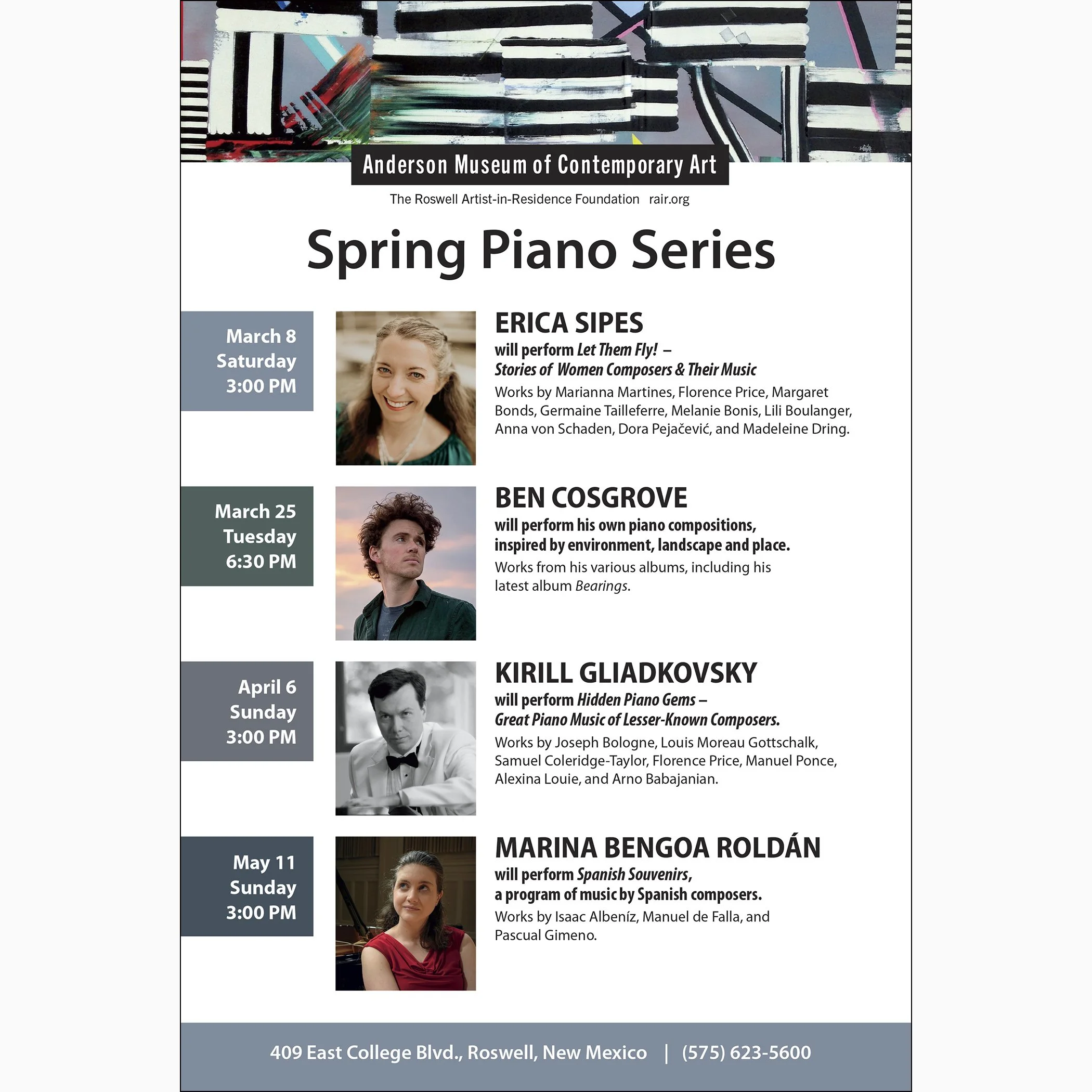 AMoCA Spring Piano Series: Ben Cosgrove Performs March 25