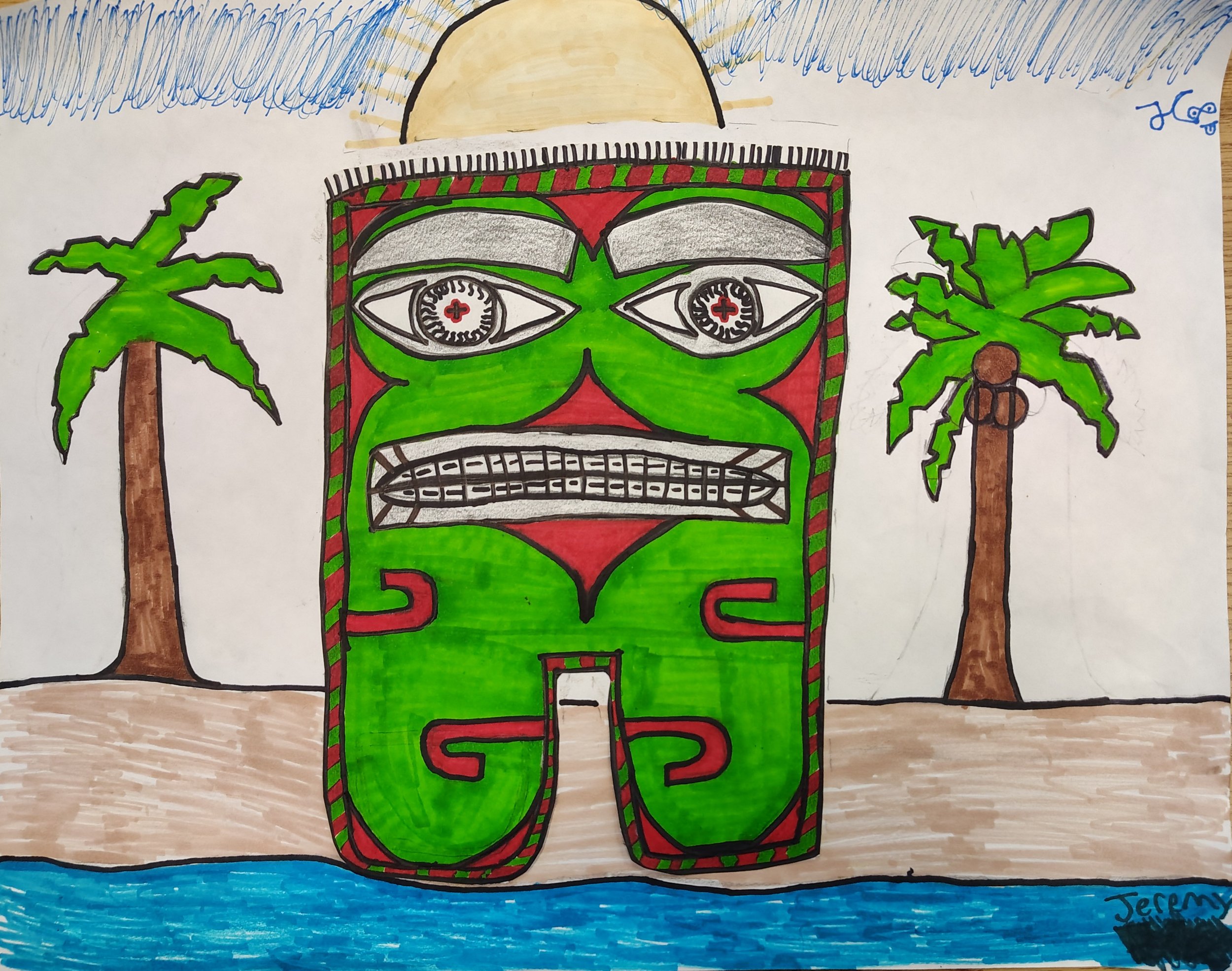 Freaky Tiki Thinking-Markers and Pencil.jpg