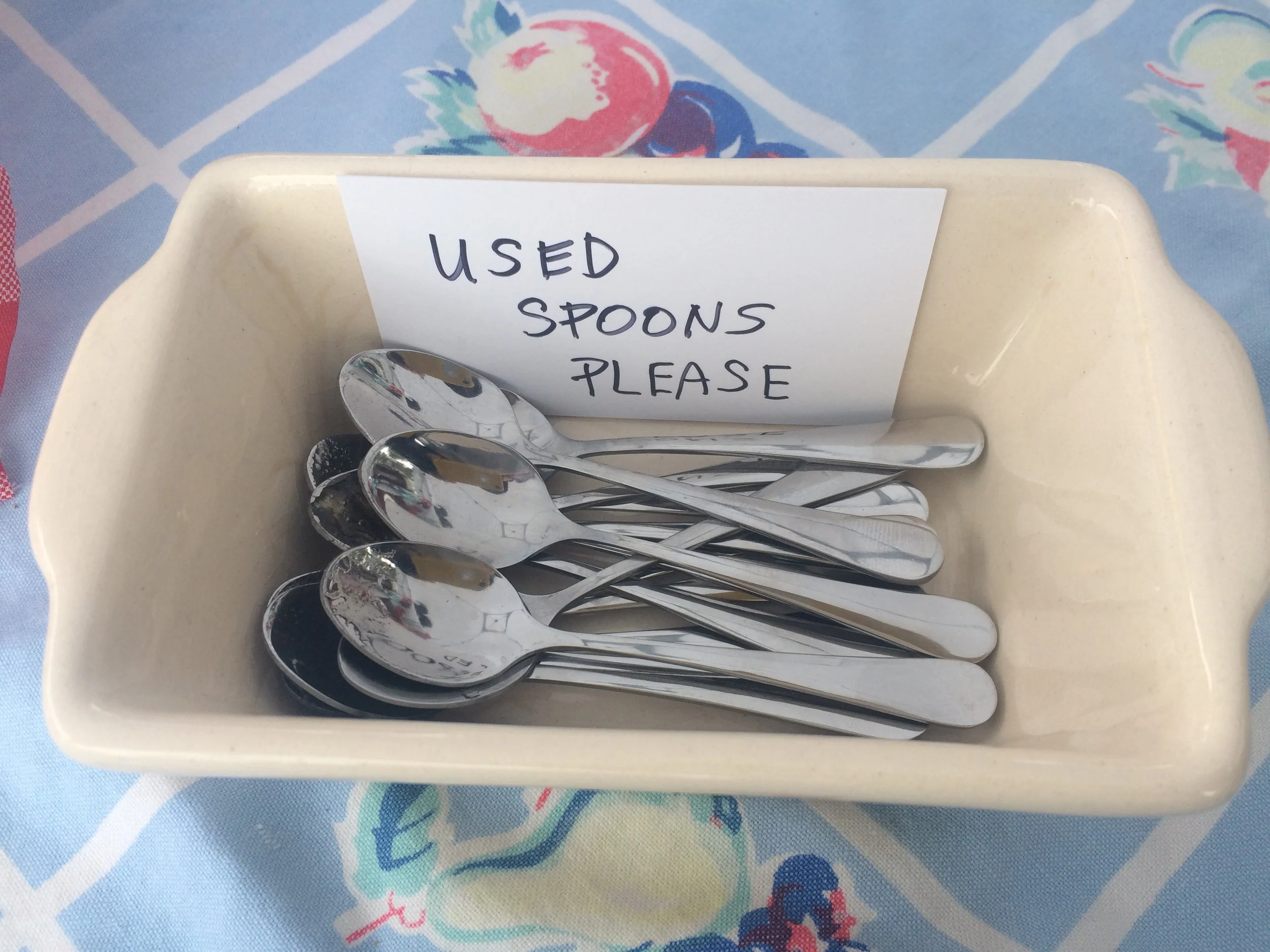 We bought these adorable, reusable spoons. 