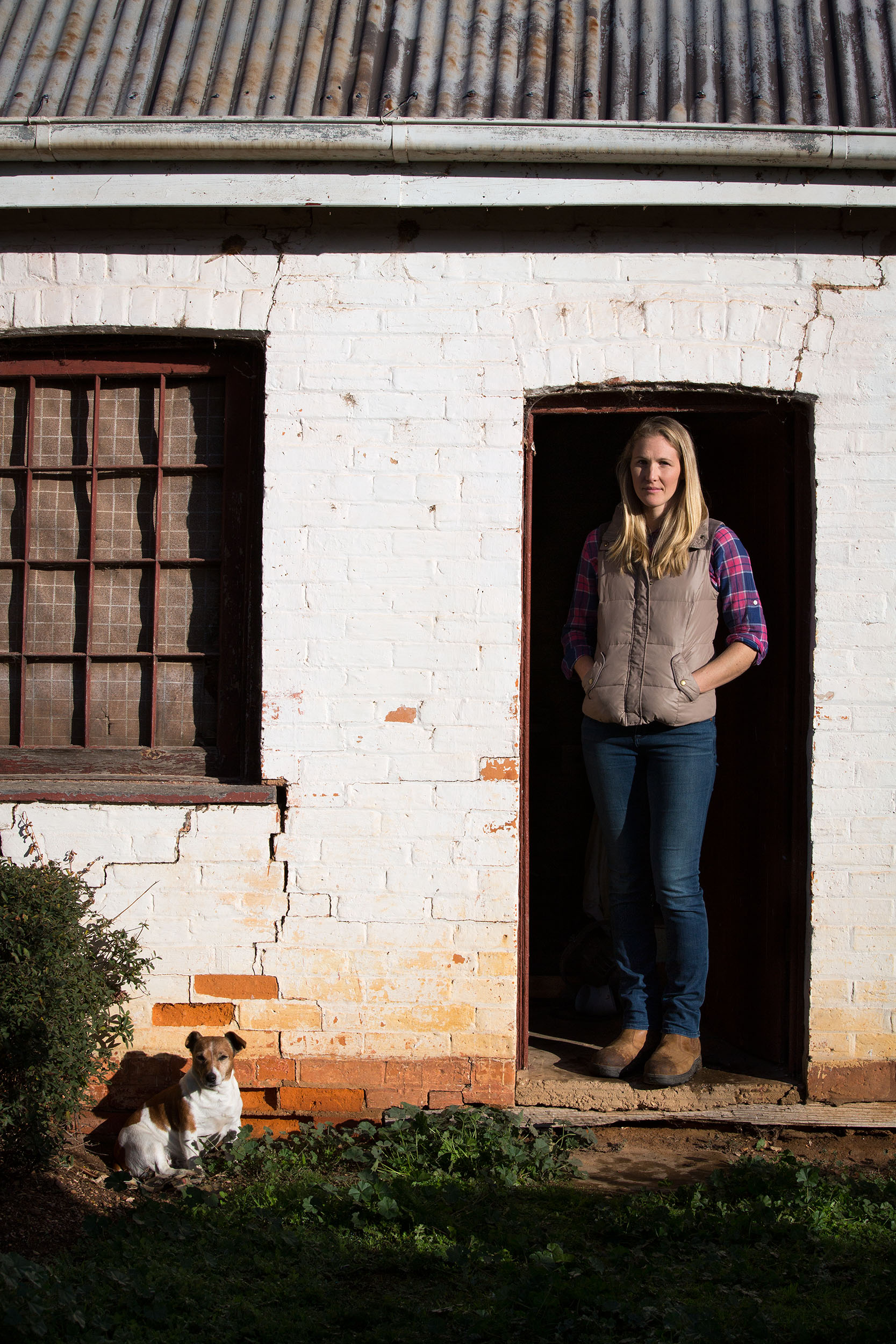 Wool grower, Jen with Finley, St Arnaud, VIC.