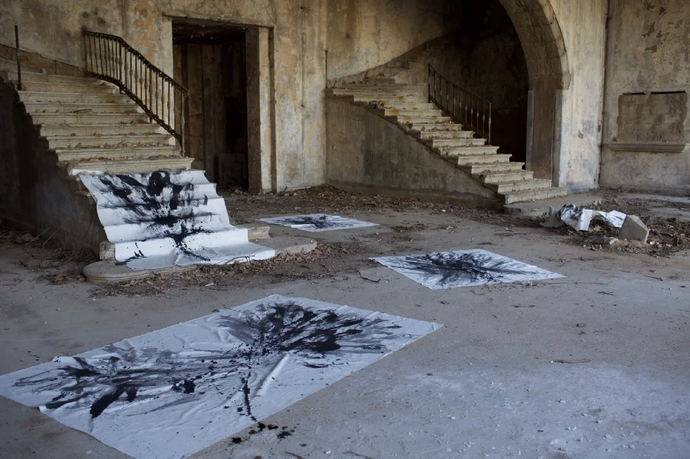 el Khalil’s site specific paintings at the Grand Hotel Sawfar, Lebanon. 2015.