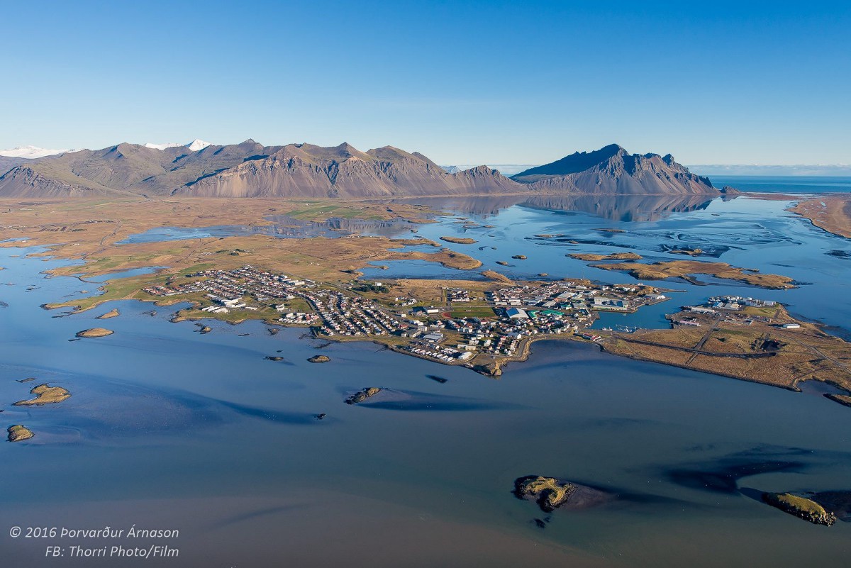 The town of Höfn in 2016 as seen from the air. Photo: Þorvarður Árnason