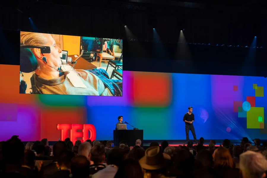 Technologist Arnav Kapur is working on a device that picks up neural signals and converts them to speech — a breakthrough tech that could give a voice back to some people who have lost their ability to speak. He speaks at Fellows Session 1 at TED2019: Bigger Than Us, April 15, 2019, Vancouver, BC, Canada. (Photo: Ryan Lash / TED)