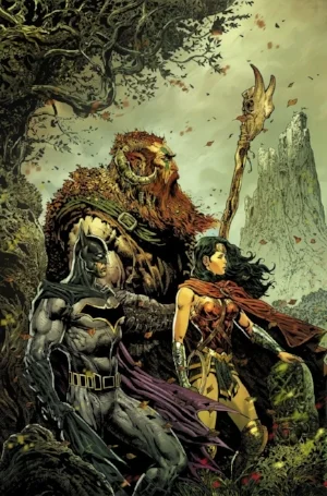 Batman and wonder Woman, stuck in the cover art of a metal album via Brave and the Bold #3.