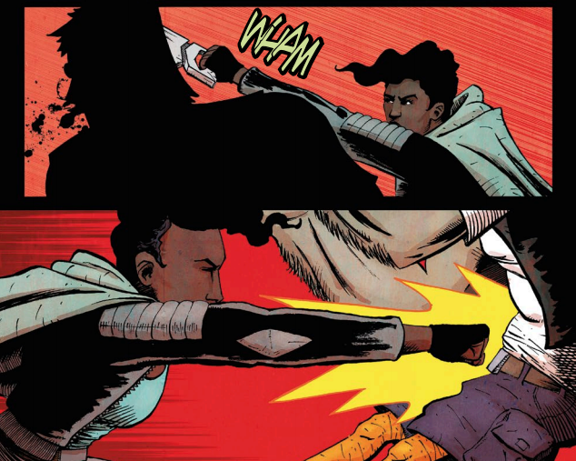 Smith and Saxon excel at conveying impact in Vagrant Queen #1.