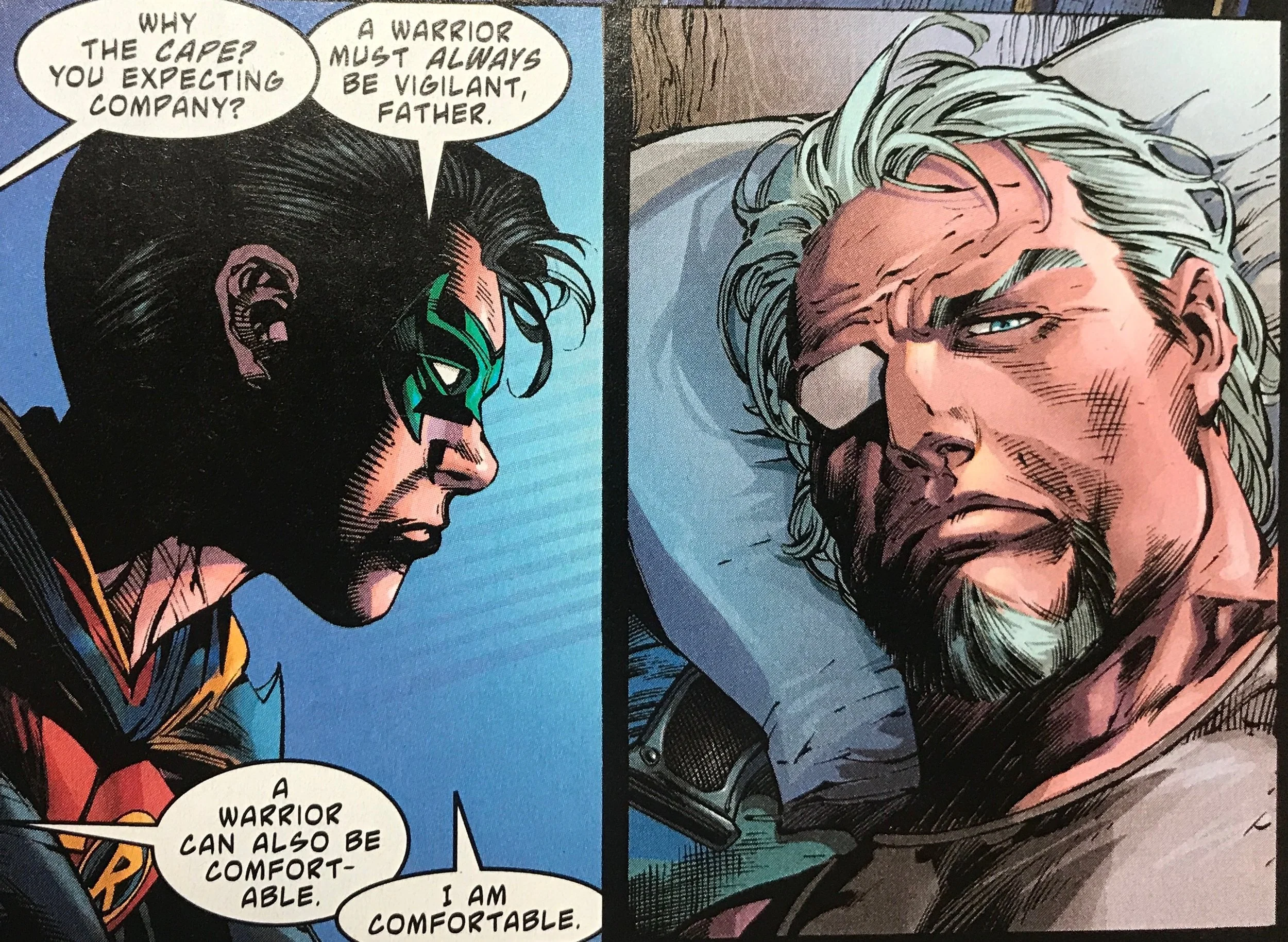 Ed Benes expertly illustrates the regret on Slade's face as he sleeps atop a gun that serves as metaphor for his violent lifestyle.