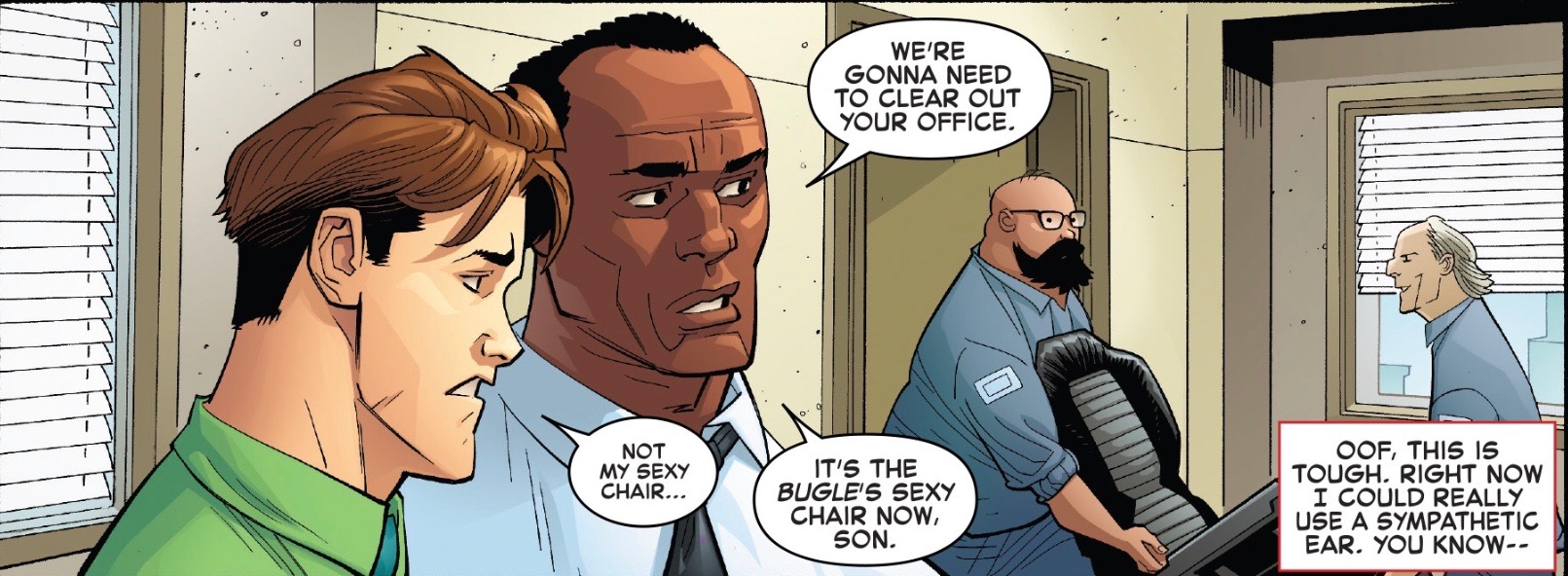 Peter loses his chair.