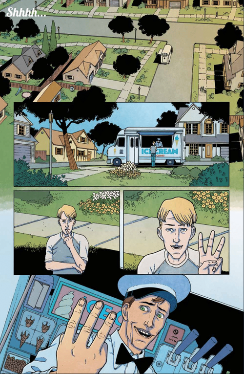 From here, Ice Cream Man #6 splinters into three timelines, and structural comics greatness ensues.