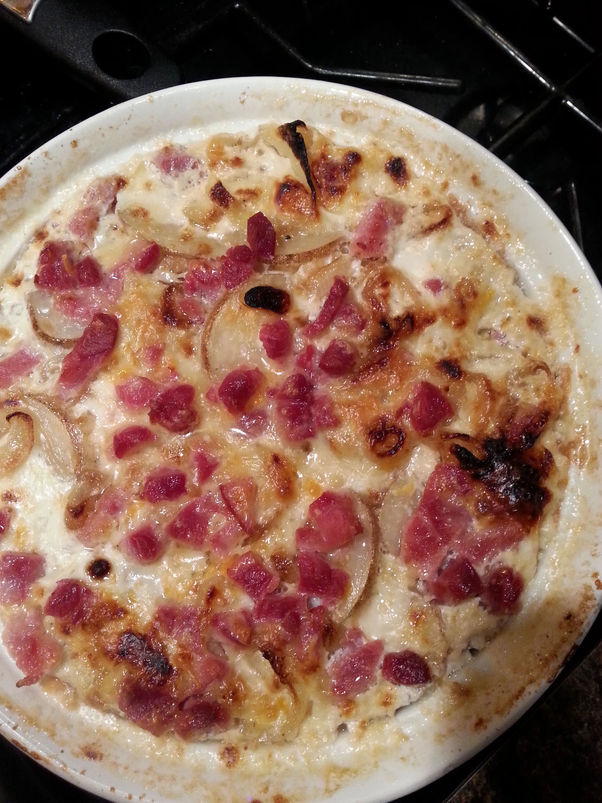 Suppertime leftovers - Smoked Pork Scalloped Potatoes. Layered melodies.